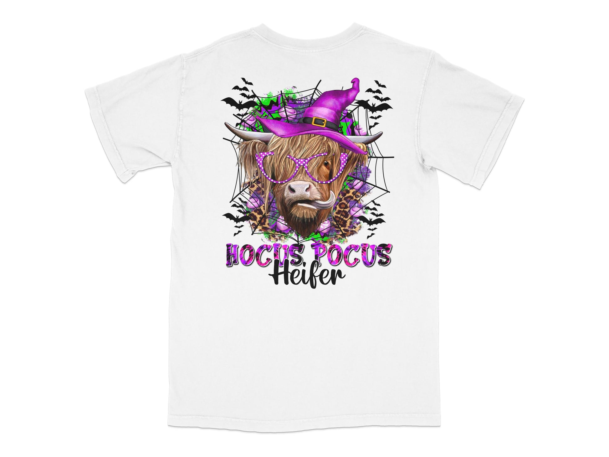 Hocus Pocus Heifer Halloween T-Shirt, Funny Cow Witch Graphic Tee, Spooky Farm Animal Shirt, Unisex Adult Halloween Apparel