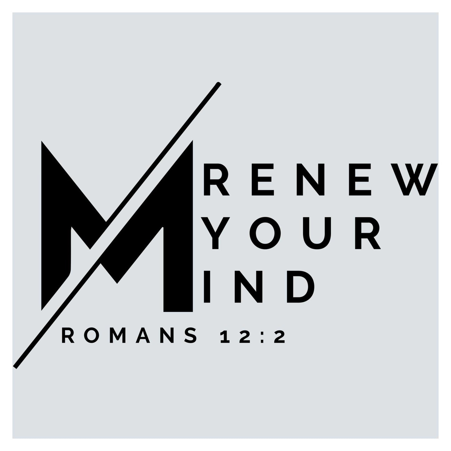 a black and white logo with the words renew your mind