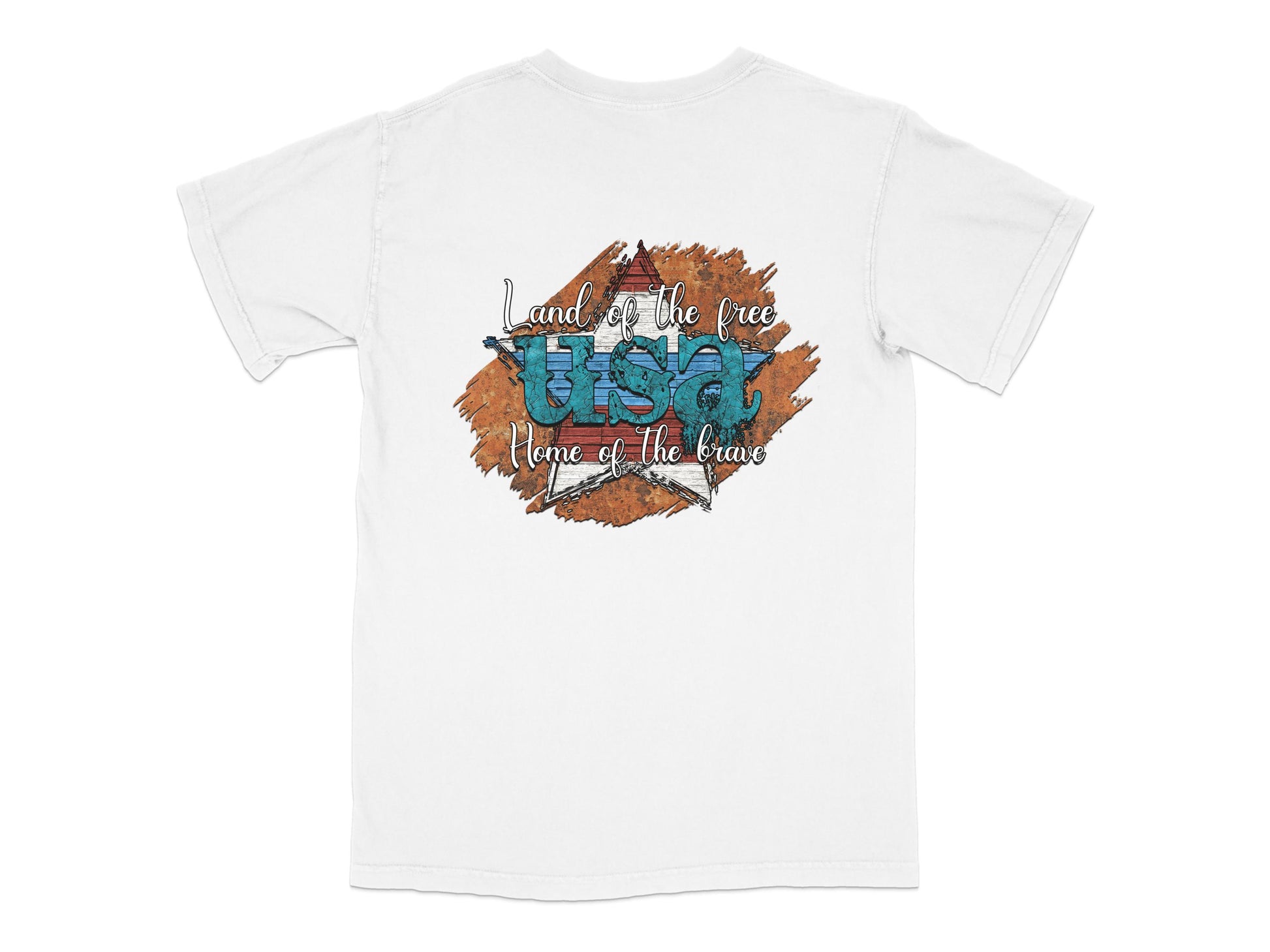 Patriotic T-Shirt USA Rustic Flag Design, Land of the Free, Casual Wear