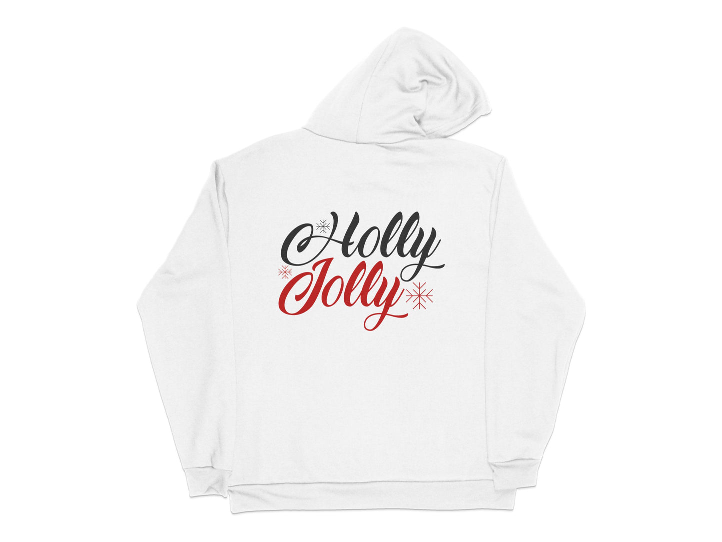 Holly Jolly Christmas Hoodie, Festive White Sweatshirt with Red Lettering, Holiday Apparel
