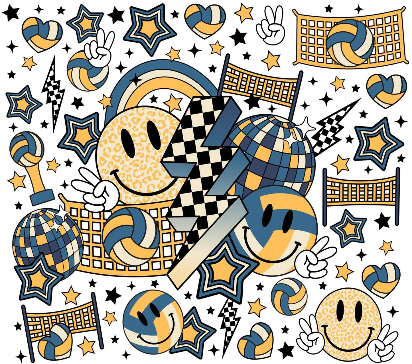 Vibrant Pop Art Smiley Faces and Checkerboard Patterns Wall Art, Colorful Disco Style Poster, Retro Fun Room Decor, Trendy Graphic Print