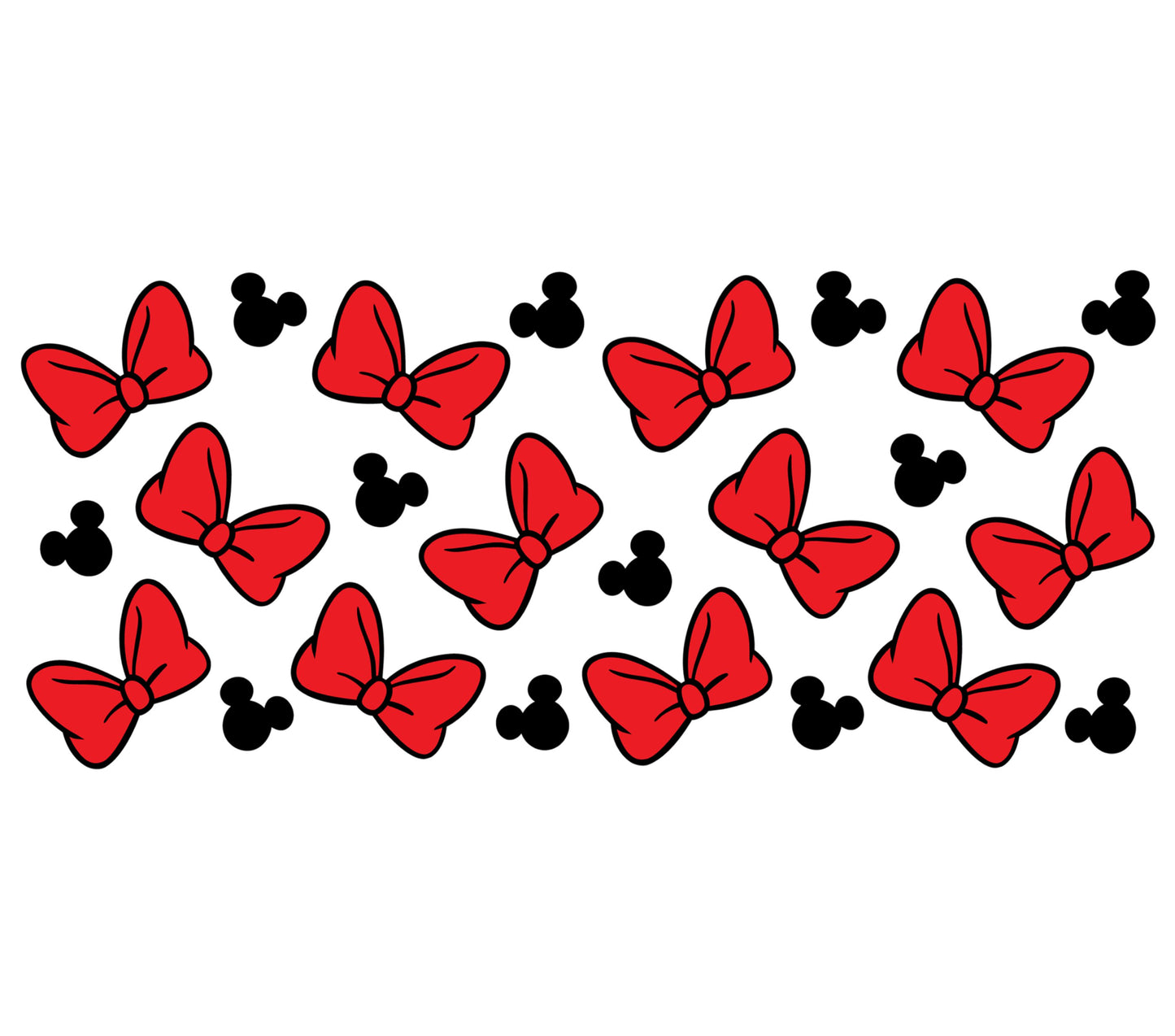 Red Butterfly and Black Mickey Mouse Head Pattern Wall Decal for Nursery Decor