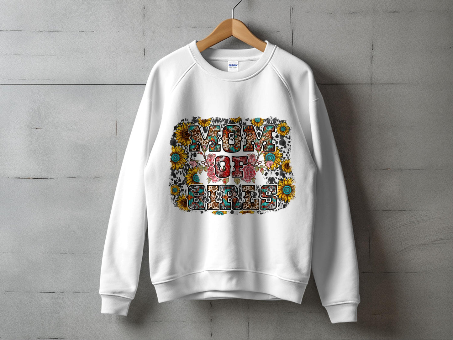 Women's White Sweatshirt with Colorful Floral Print, Vintage Love Series Graphic Pullover