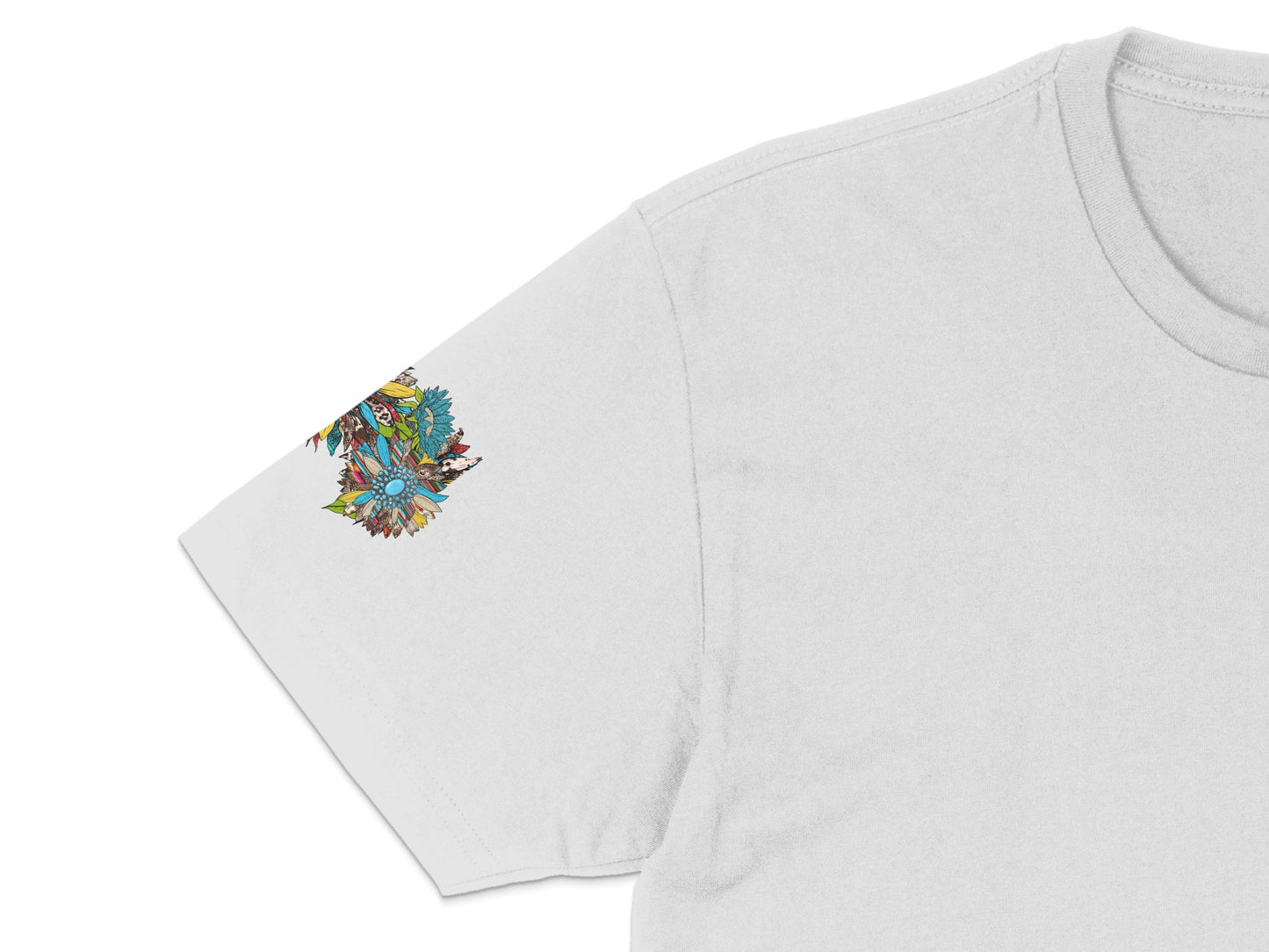 Men's White T-Shirt with Colorful Abstract Pocket Print, Casual Streetwear Tee