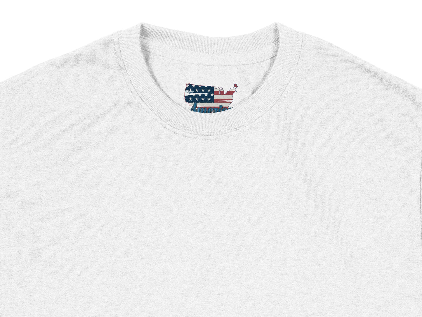 Grey T-shirt with Mini American Flag Pocket Design, Unisex Casual Tee, Patriotic Apparel