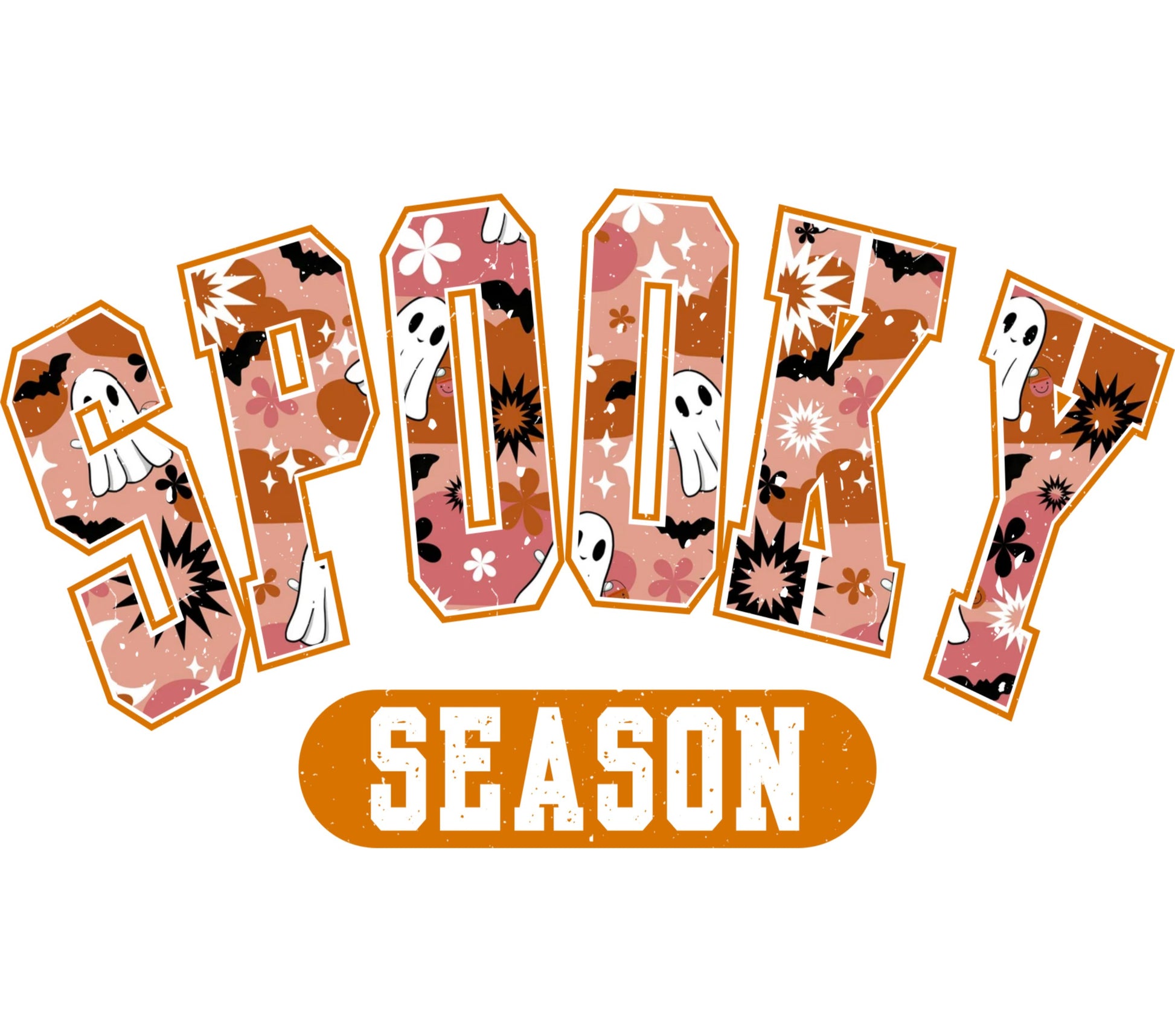 Spooky Season Halloween Ghosts and Stars Festive Autumn Decor Wall Art Print