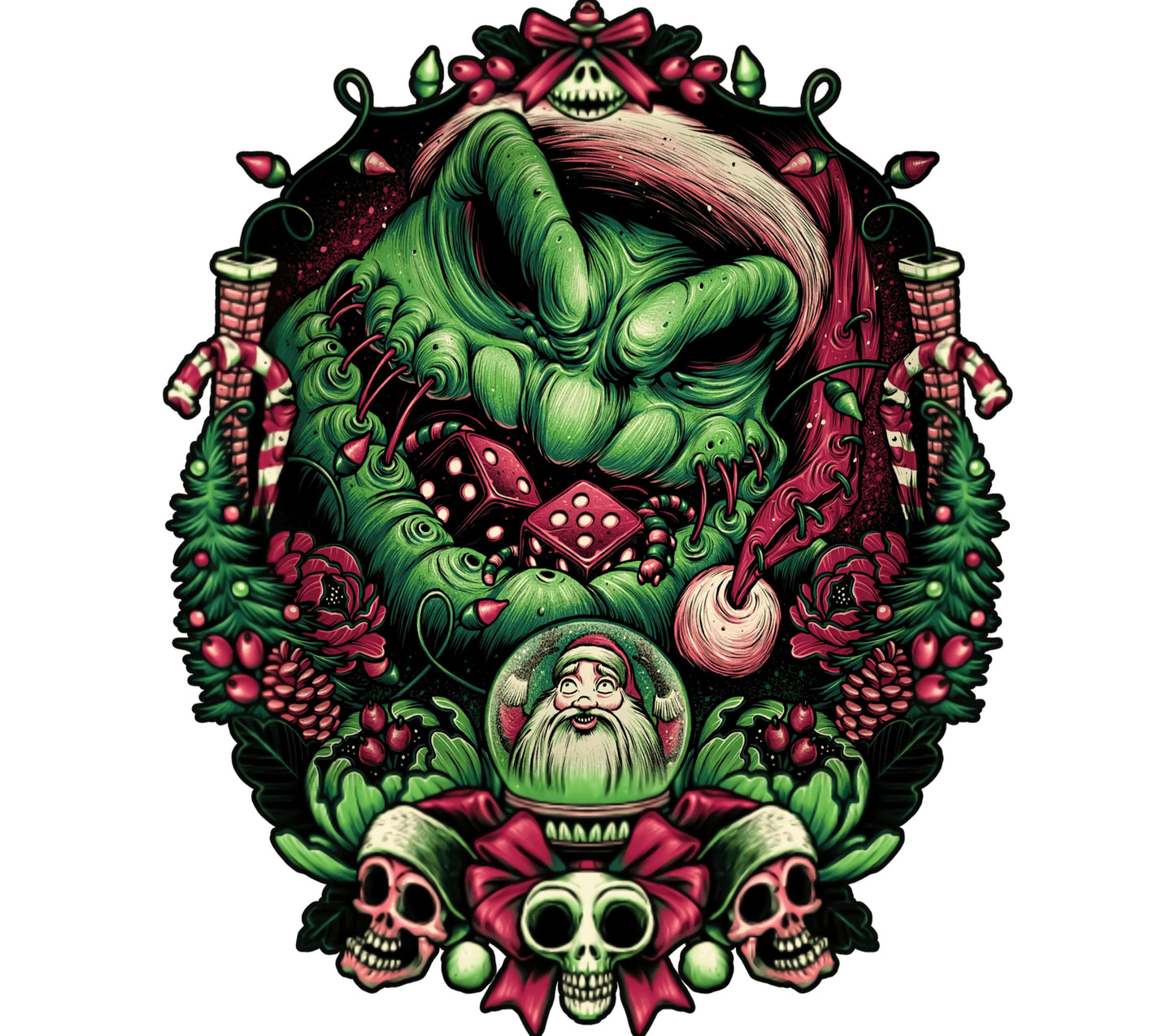 Gothic Santa Claus Art Print, Dark Christmas Decor, Festive Horror Wall Art, Unique Holiday Gift Idea