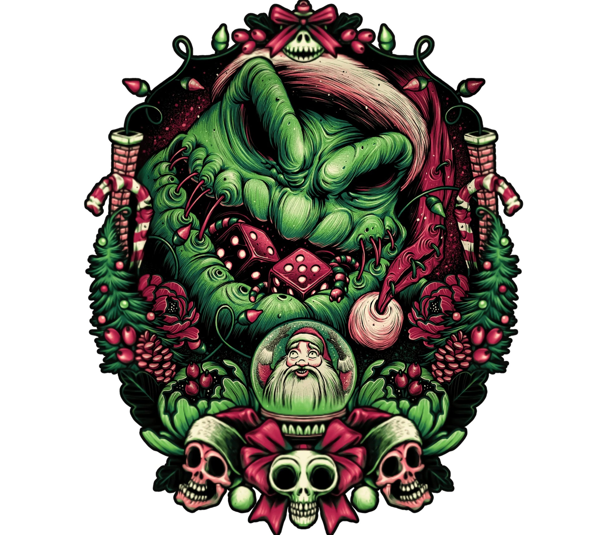 Gothic Santa Claus Art Print, Dark Christmas Decor, Festive Horror Wall Art, Unique Holiday Gift Idea