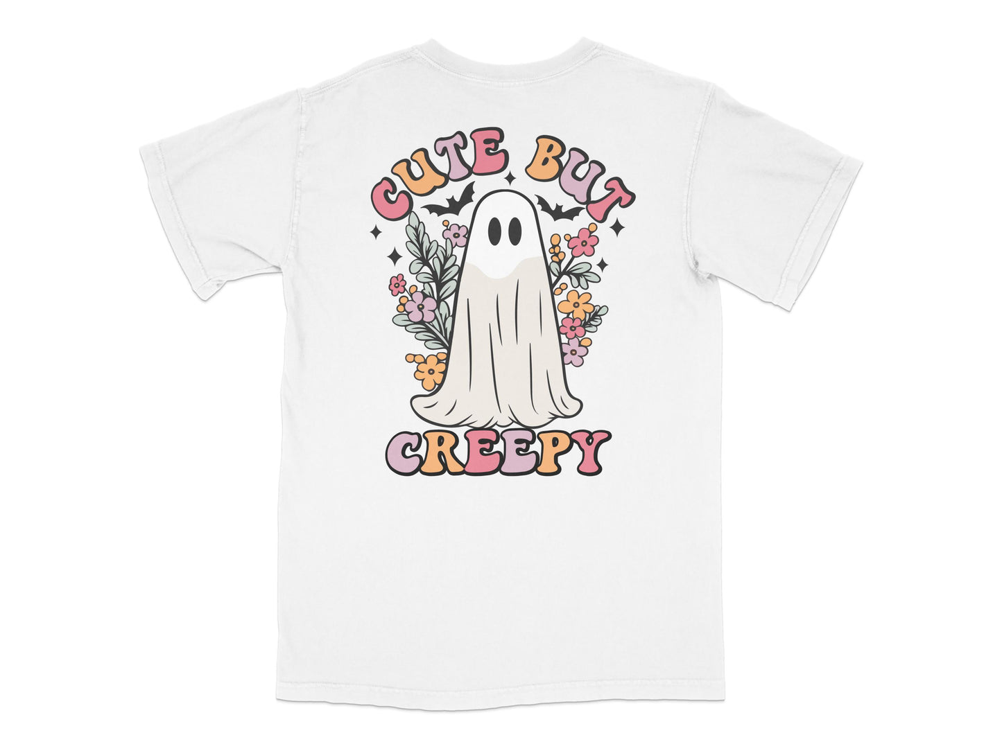 Cute But Creepy Ghost T-Shirt, Unisex Graphic Tee, Floral Ghost Design, Casual Halloween Apparel
