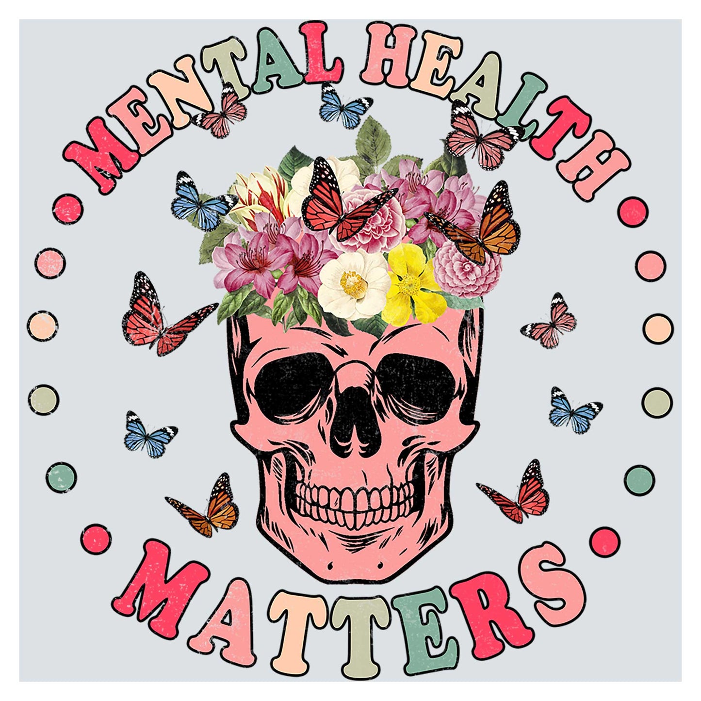 a skull with a flower crown on its head