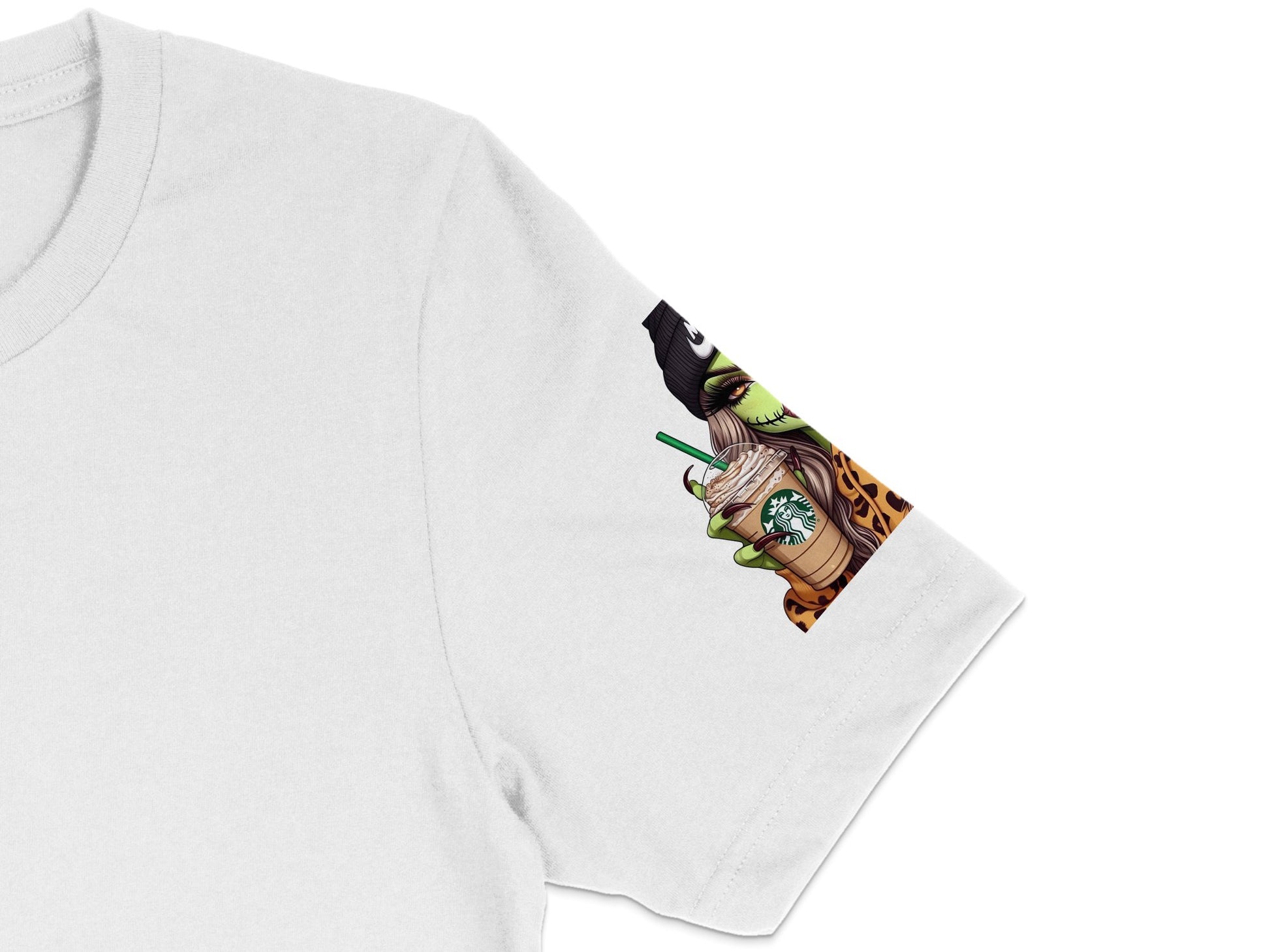 Unique Witch Coffee T-Shirt, Halloween Graphic Tee, Witch Brewing Coffee, Women's Casual White Shirt, Fun Fall Apparel, Gift for Her