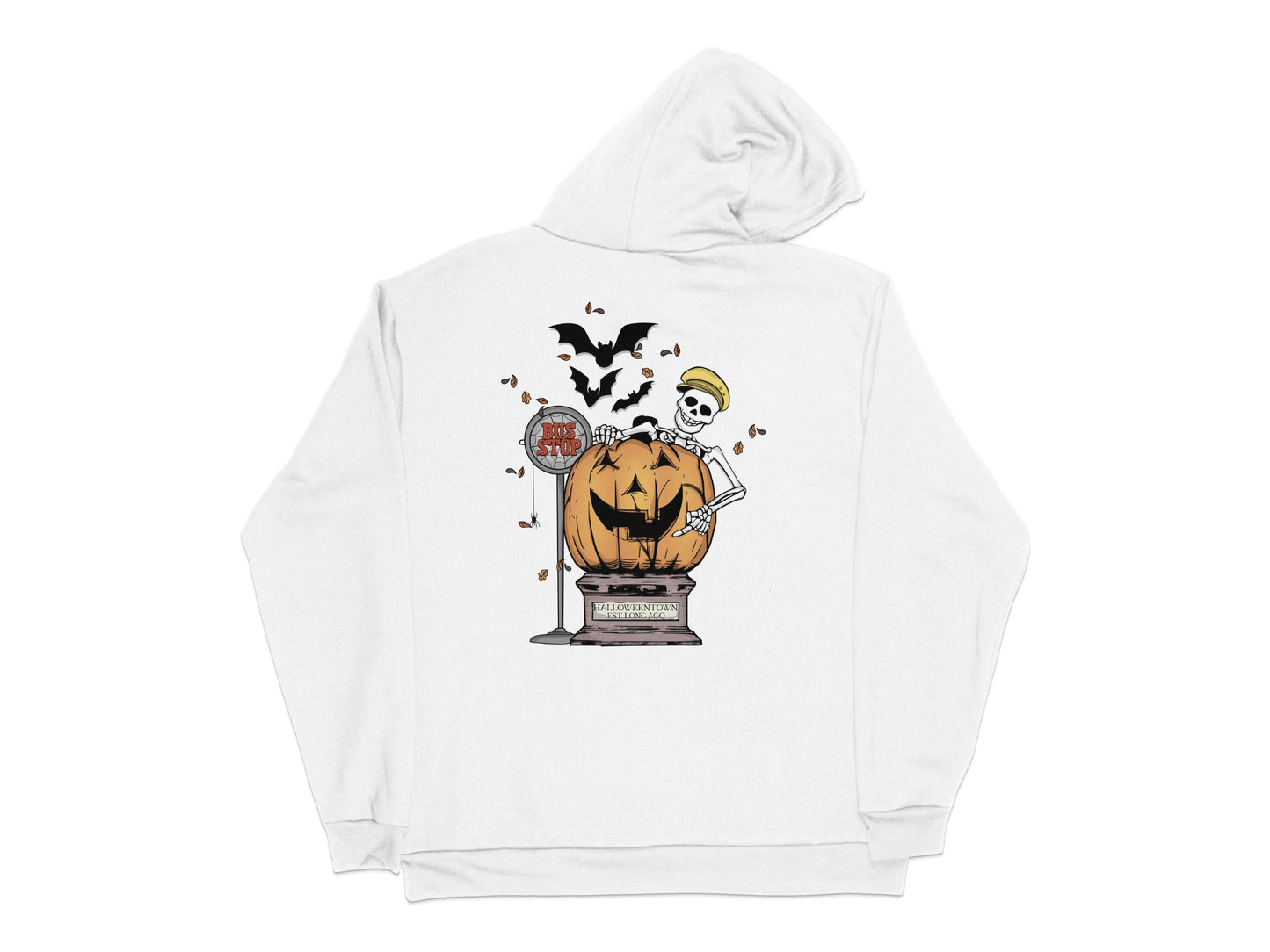 Halloween Hoodie with Pumpkin Graphic, Spooky Bats and Skulls, Unisex Fall Sweatshirt, Casual Autumn Apparel