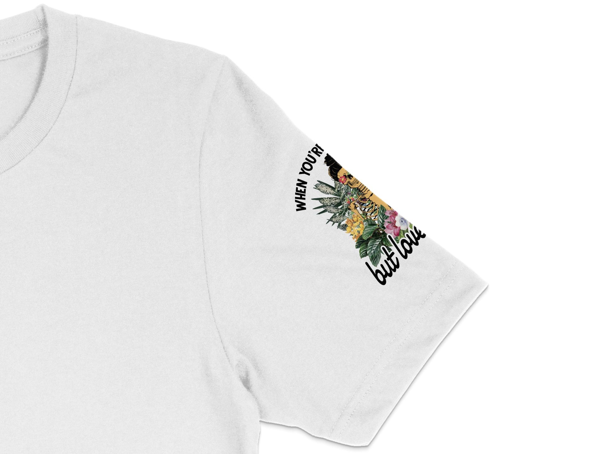 White Floral Graphic T-Shirt, Short Sleeve Cotton Tee, Casual Summer Top, Trendy Botanical Printed Shirt