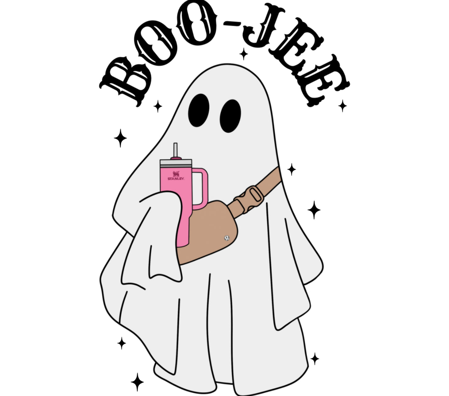 Boo-Jee Ghost T-Shirt, Cute Ghost Drinking Coffee, Funny Halloween Graphic Tee, Unisex Adult Casual Wear