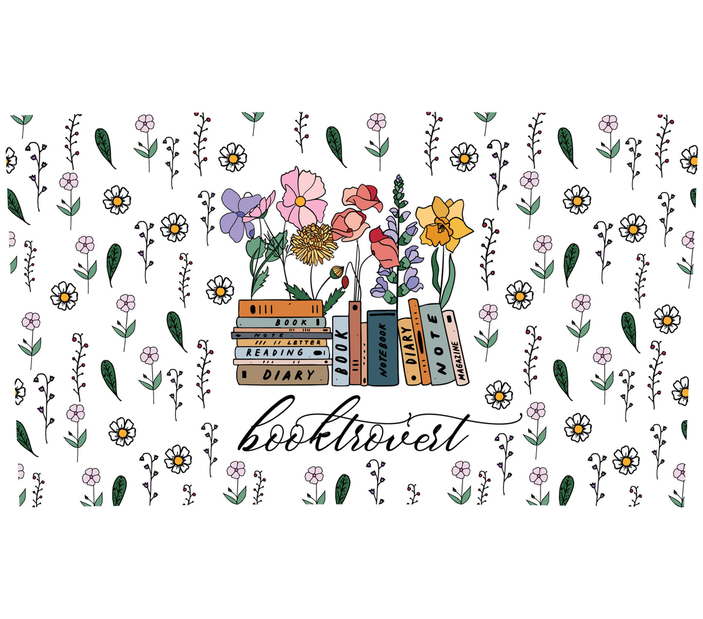 Floral Book Lover Tote Bag, Bookworm Gift, Literary Canvas Bag, Spring Flowers and Books Pattern, Reader's Shopping Tote