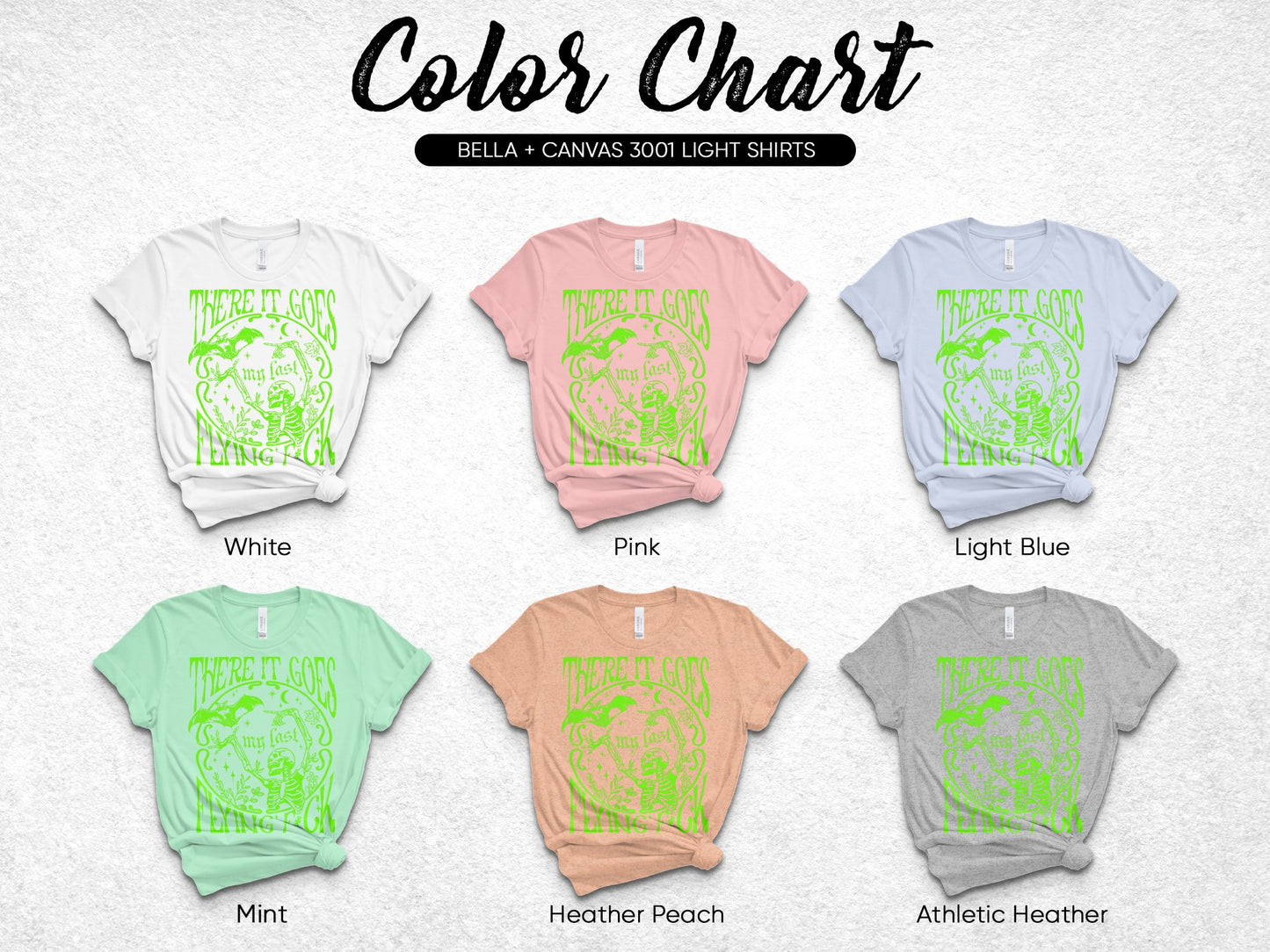Bella Canvas 3001 T-Shirt Color Chart, Color Options for Custom Shirts, T-shirt Guide, Apparel Colors