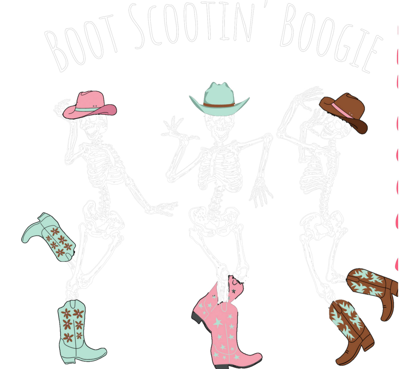 Boot Scootin' Boogie Skeleton Dance Western Cowboy Hats Boots Wall Art