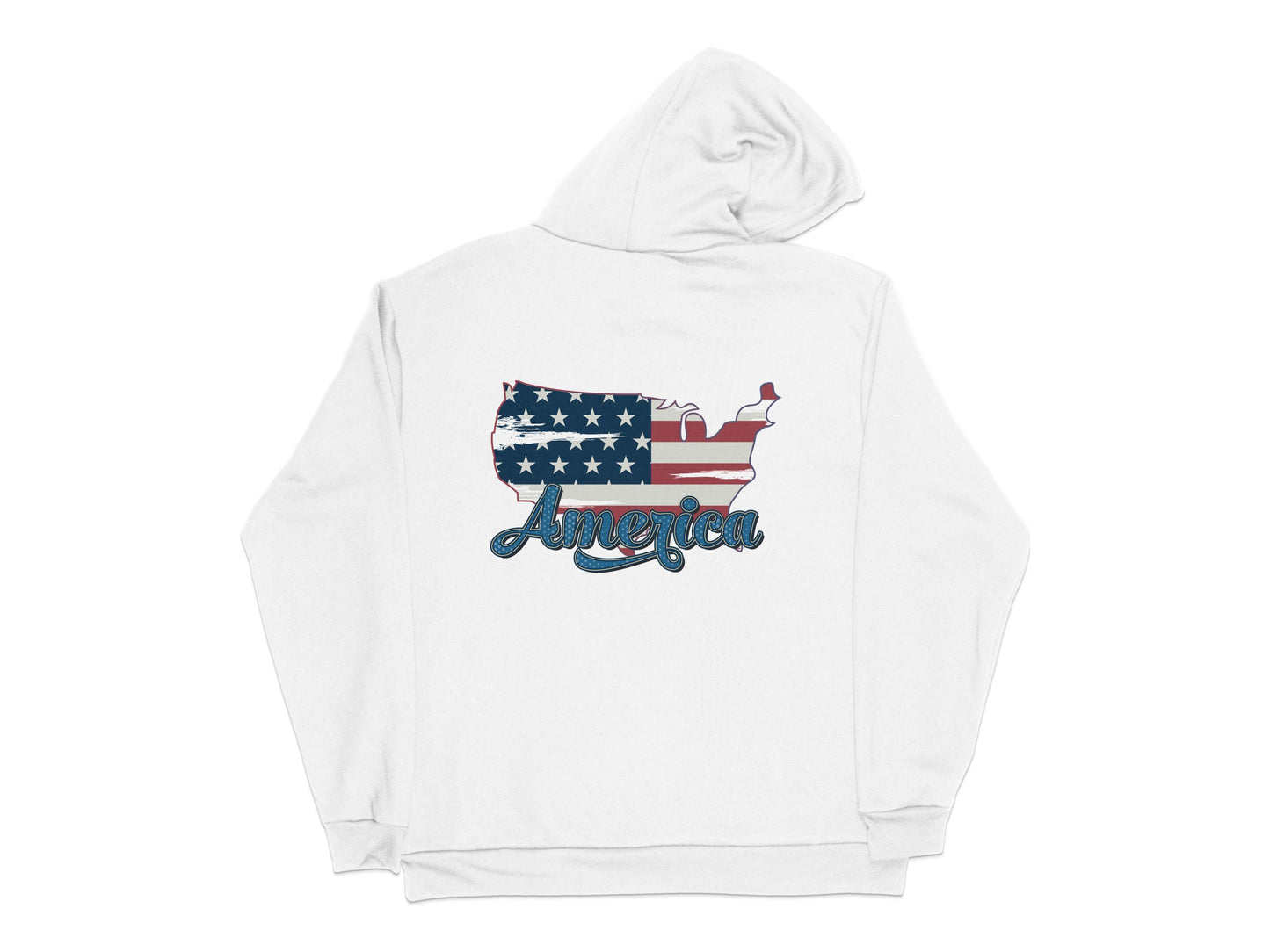Patriotic America Hoodie with Flag Design, USA Pride, Unisex White Hooded Sweatshirt
