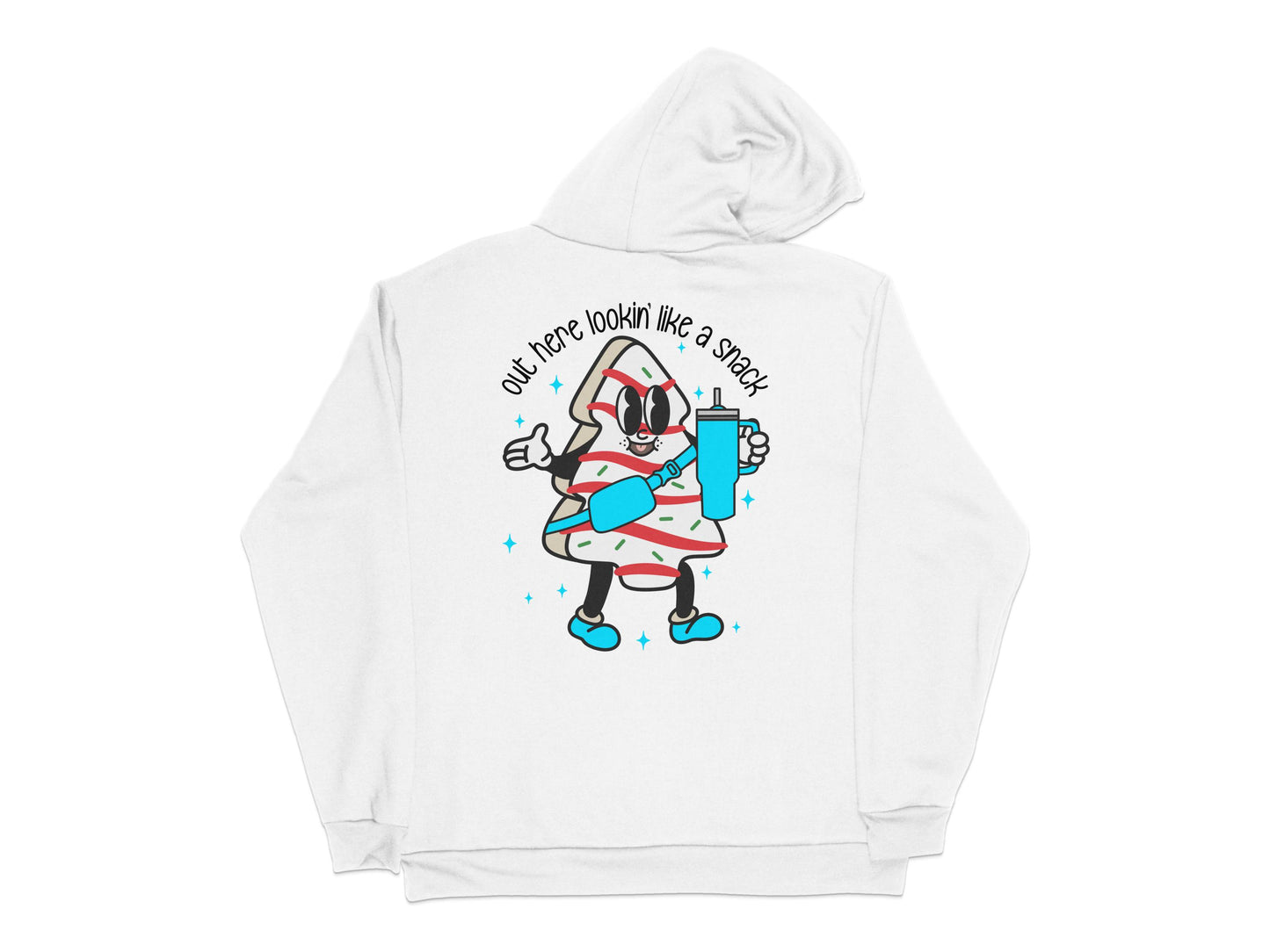 Cartoon Character Hoodie - Funny Snack Graphic Sweatshirt, Unisex Adult White Hoodie with Cool Print