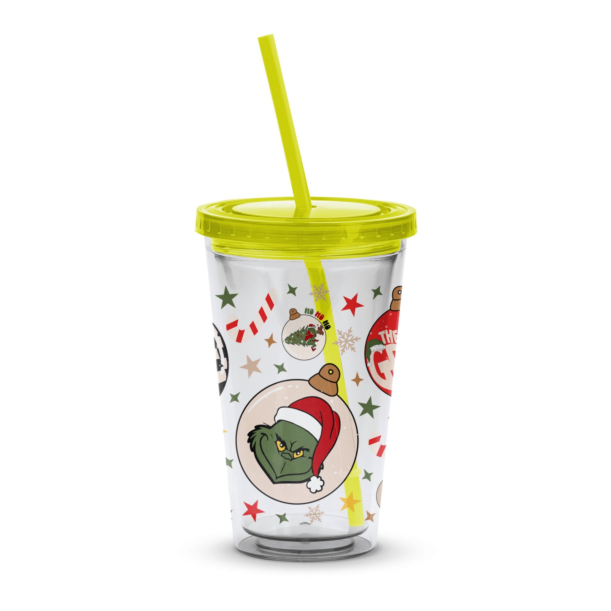 Festive Holiday Tumbler with Straw, Christmas Characters Print, Reusable Drinkware, Gift Idea