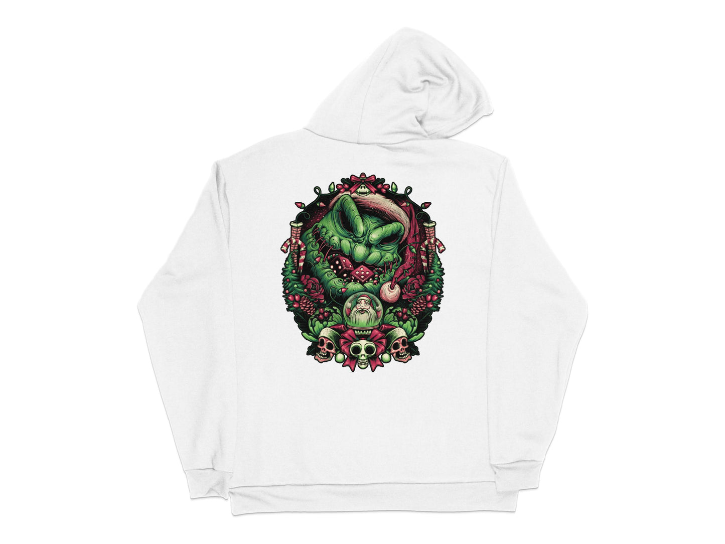 Gothic Skull and Snake Hoodie, Unisex White Pullover with Dark Art Print, Trendy Streetwear Fashion, Unique Graphic Sweatshirt