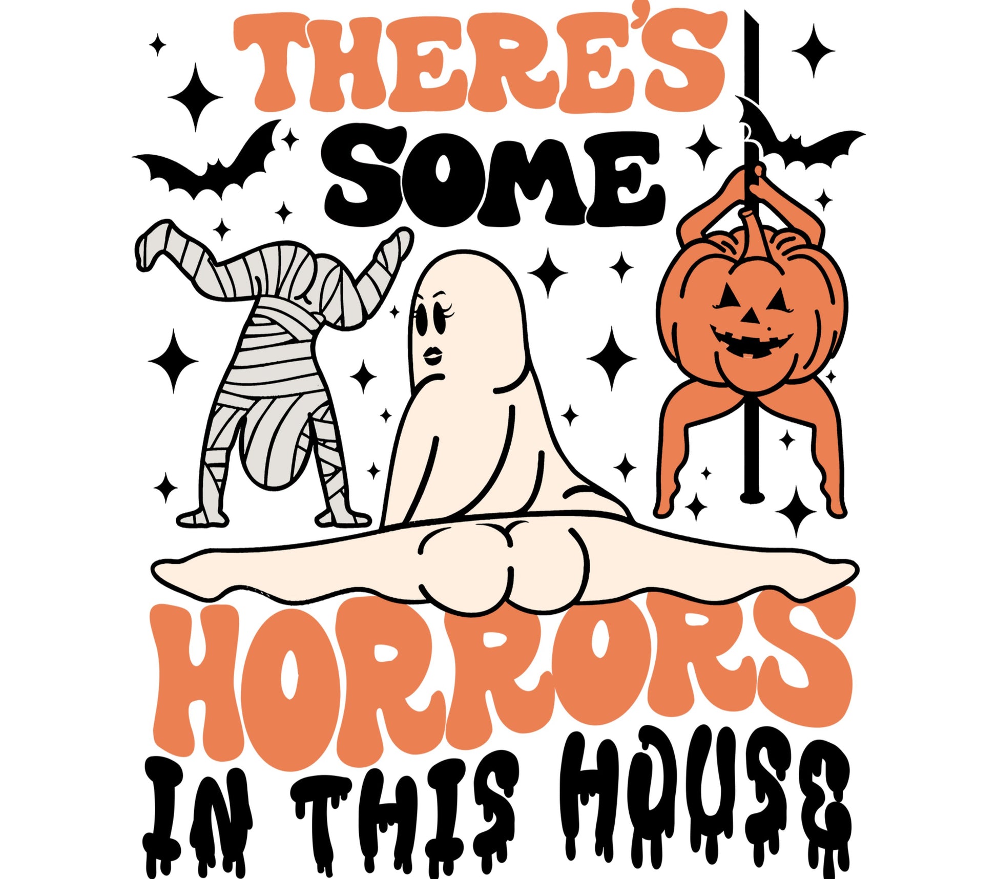 Halloween Graphic Tee with Mummy, Ghost, Pumpkin Design - Funny Horror T-Shirt for All Ages