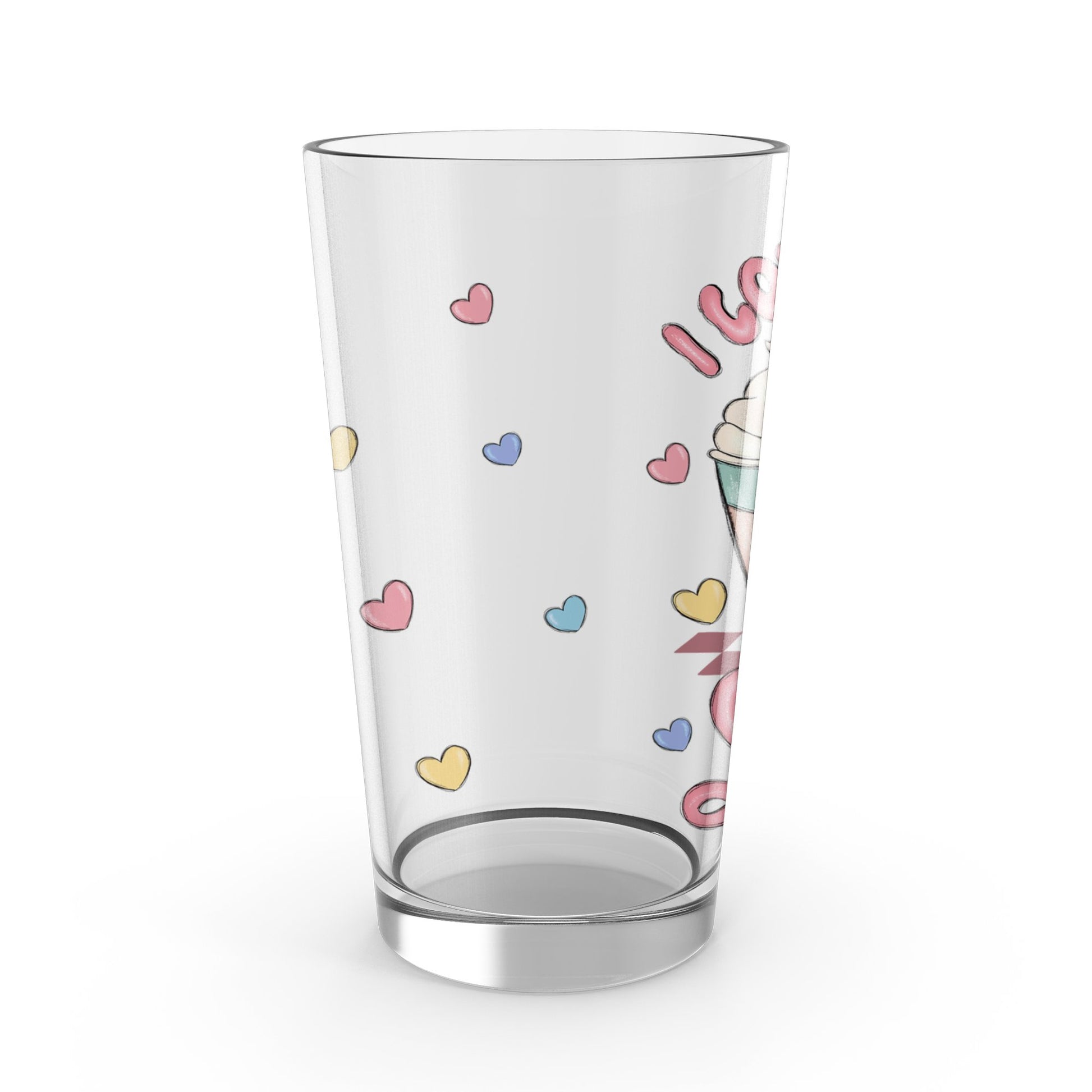 Colorful Heart Pattern Glass Tumbler, Cute Drinkware for Everyday Use, Unique Gift Idea