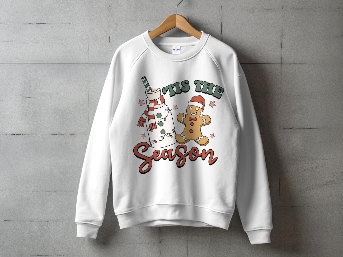 Christmas Sweatshirt, 'Tis The Season, Gingerbread Man, Holiday Crewneck, Festive Winter Apparel, Unisex Gift Ideas