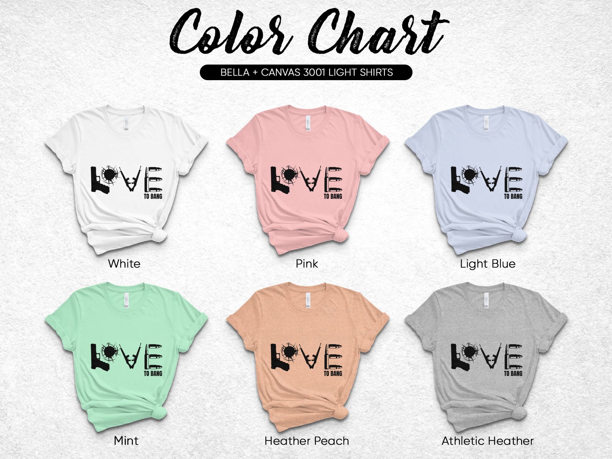 Bella + Canvas 3001 Light Shirts, Love Heart Graphic Tees, Various Colors, Comfortable Cotton T-Shirts