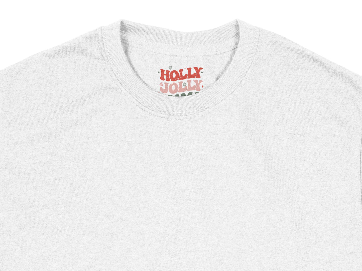 Holly Jolly Embroidered T-Shirt, Minimalist Holiday Apparel, Festive Casual Christmas Top, Unisex Winter Fashion Tee, Soft Cotton Fabric