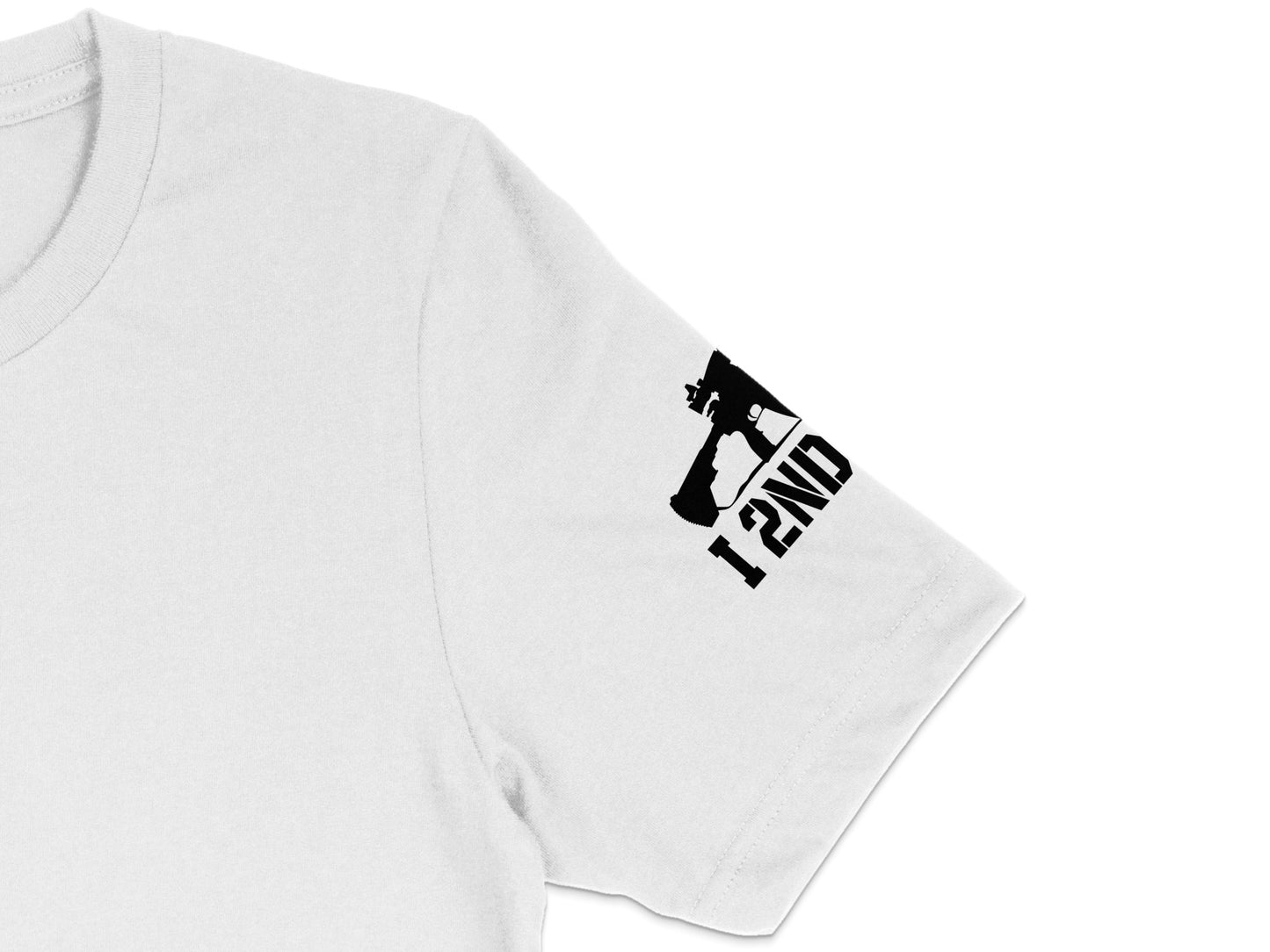 Men's White Graphic T-Shirt with Black Pistol Print, Casual Cotton Tee, Urban Streetwear, Cool Fashion Top