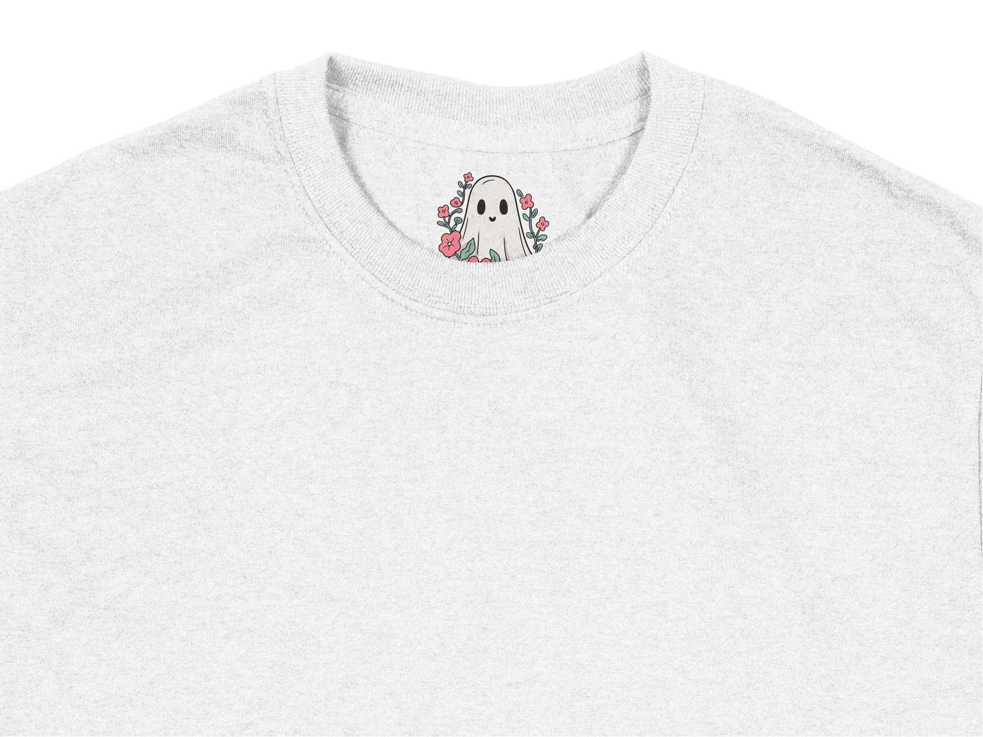 Grey T-Shirt with Small Floral Cactus Print, Casual Summer Cotton Tee, Unisex Light Gray Shirt for Plant Lovers