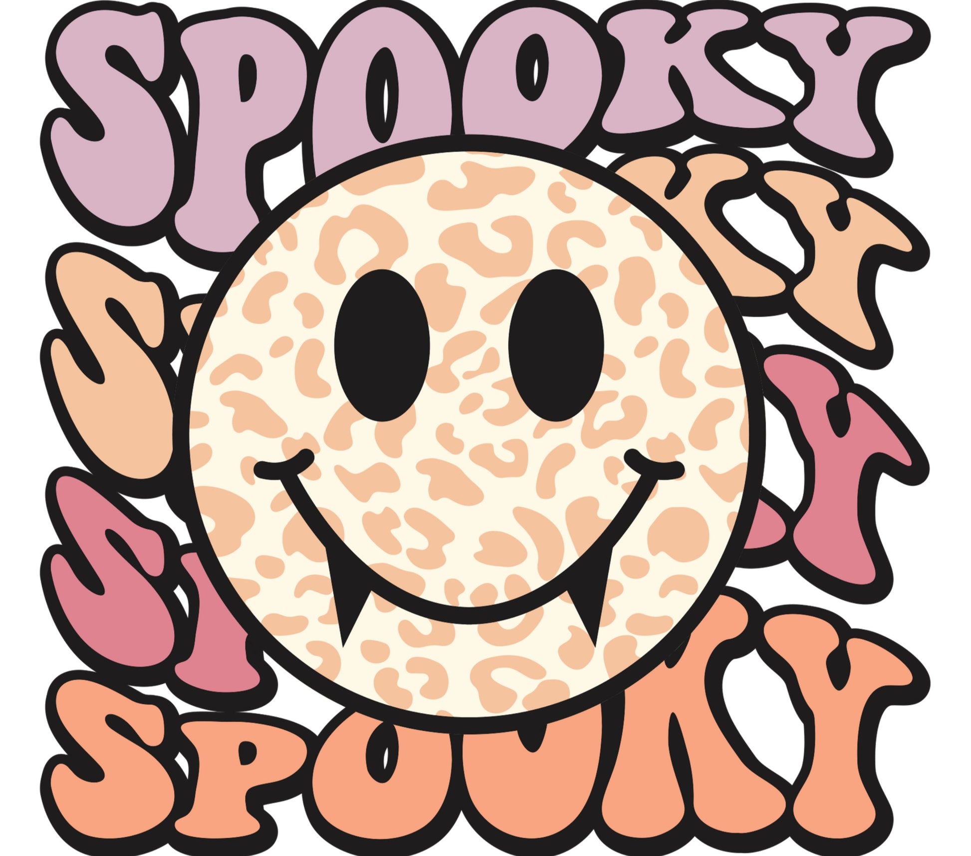 Spooky Smile Cookie Sticker, Halloween Theme Vinyl Decal, Cute Ghostly Graphic, Pink and Orange Adhesive Label for Laptops and Notebooks