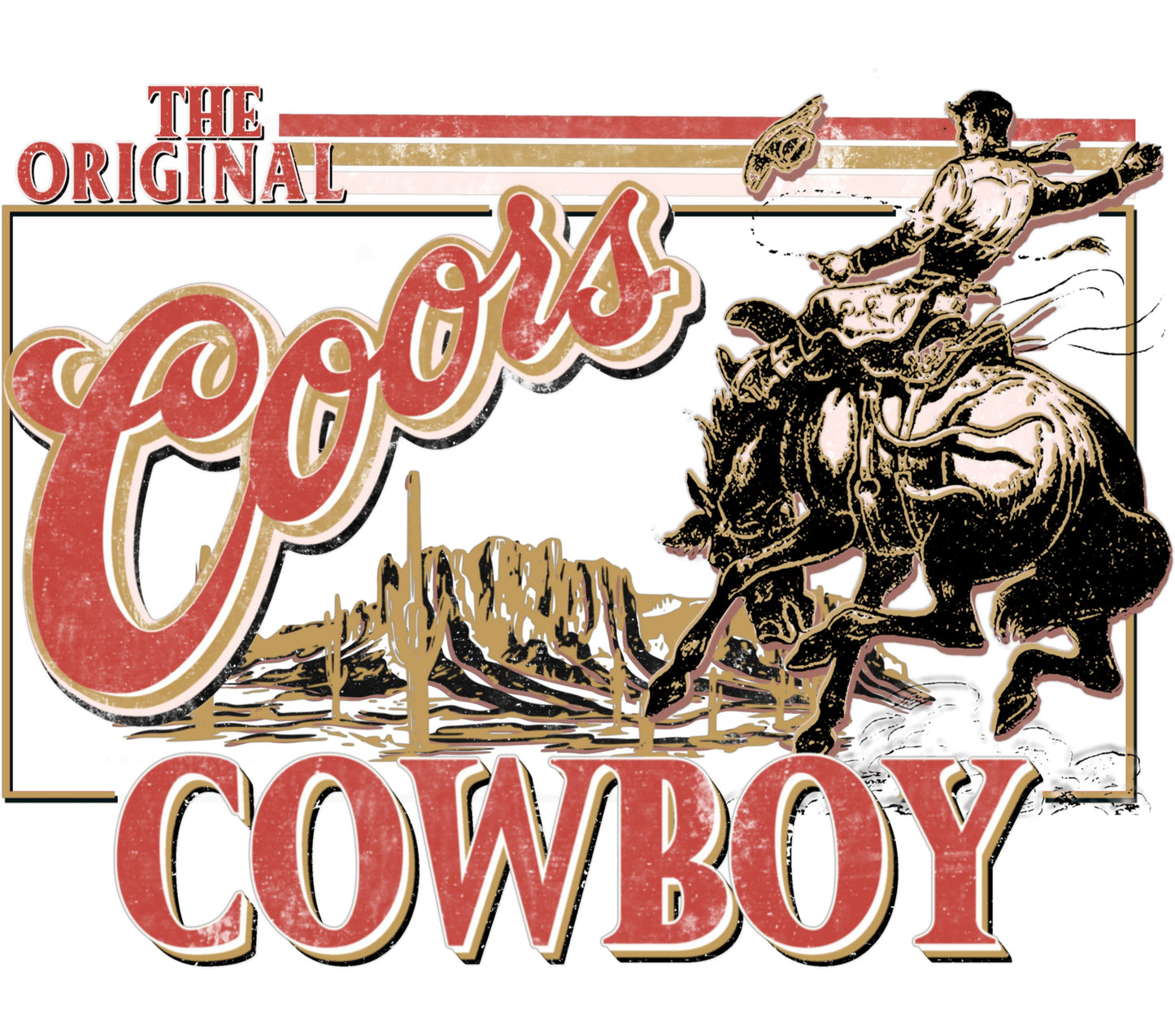 Vintage Coors Cowboy Beer Ad Poster, Retro Western Rodeo Wall Art, Collectible Brewery Decor