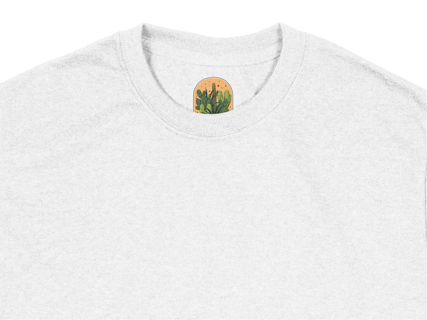 Cactus Desert Print Gray T-Shirt, Unisex Minimalist Graphic Tee, Casual Summer Nature-Inspired Top