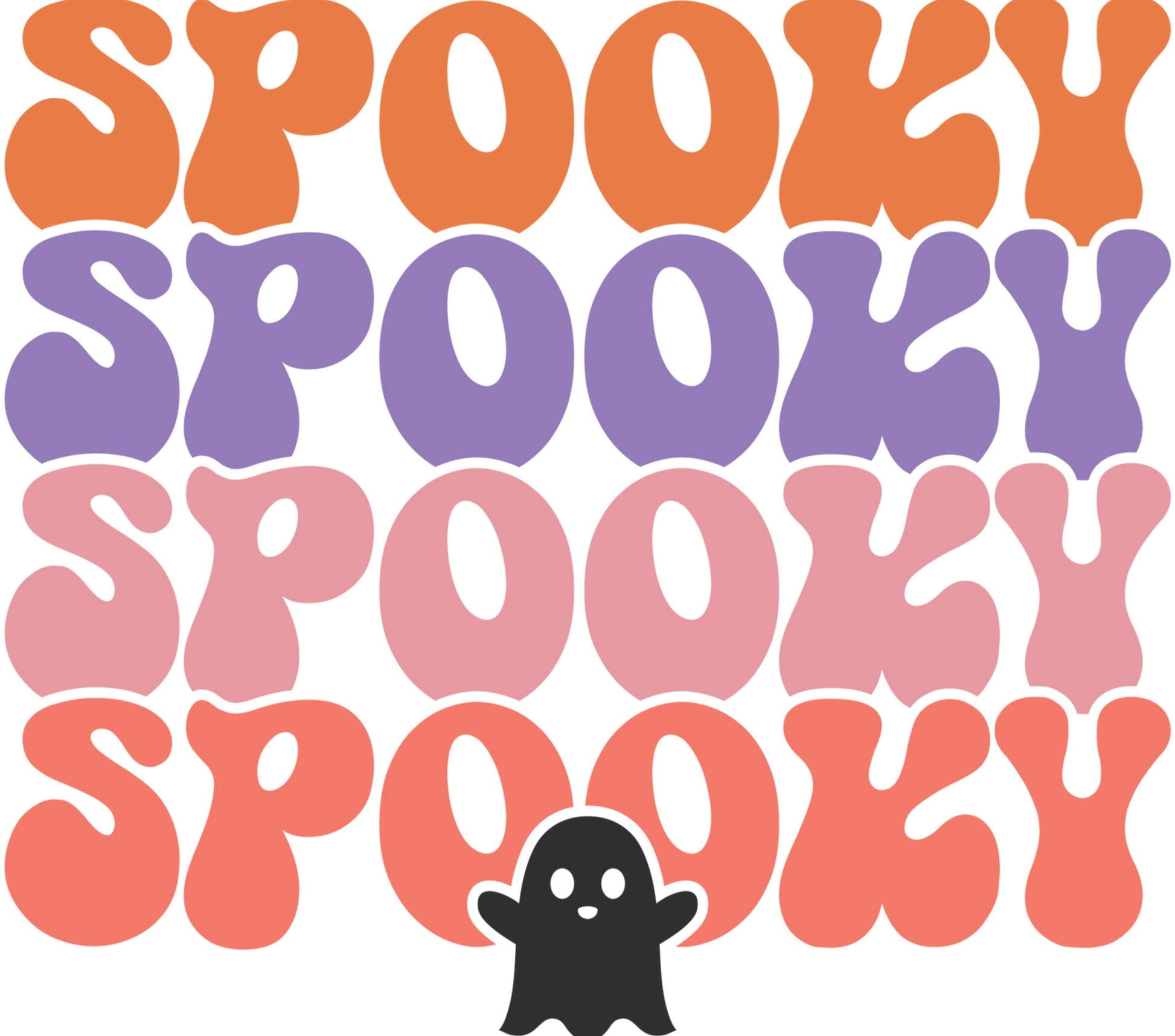 Spooky Halloween Ghost and Colorful Text Wall Art, Festive Home Decor Print