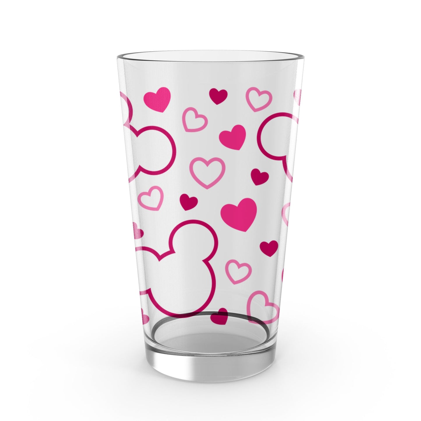 Cute Heart Pattern Glass Tumbler, Pink and White Love Themed Drinkware, Romantic Gift Idea, Valentine’s Day Present