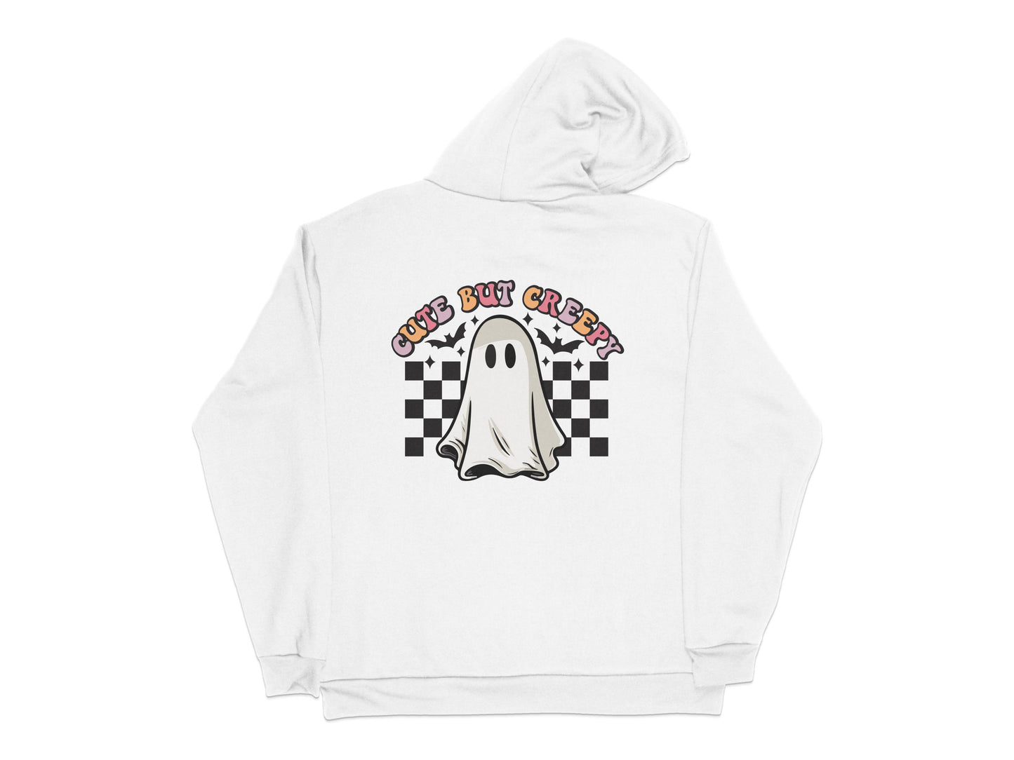 Cute Ghost Creek Graphic Hoodie, Unisex White Sweatshirt with Spooky Design, Casual Fall Fashion