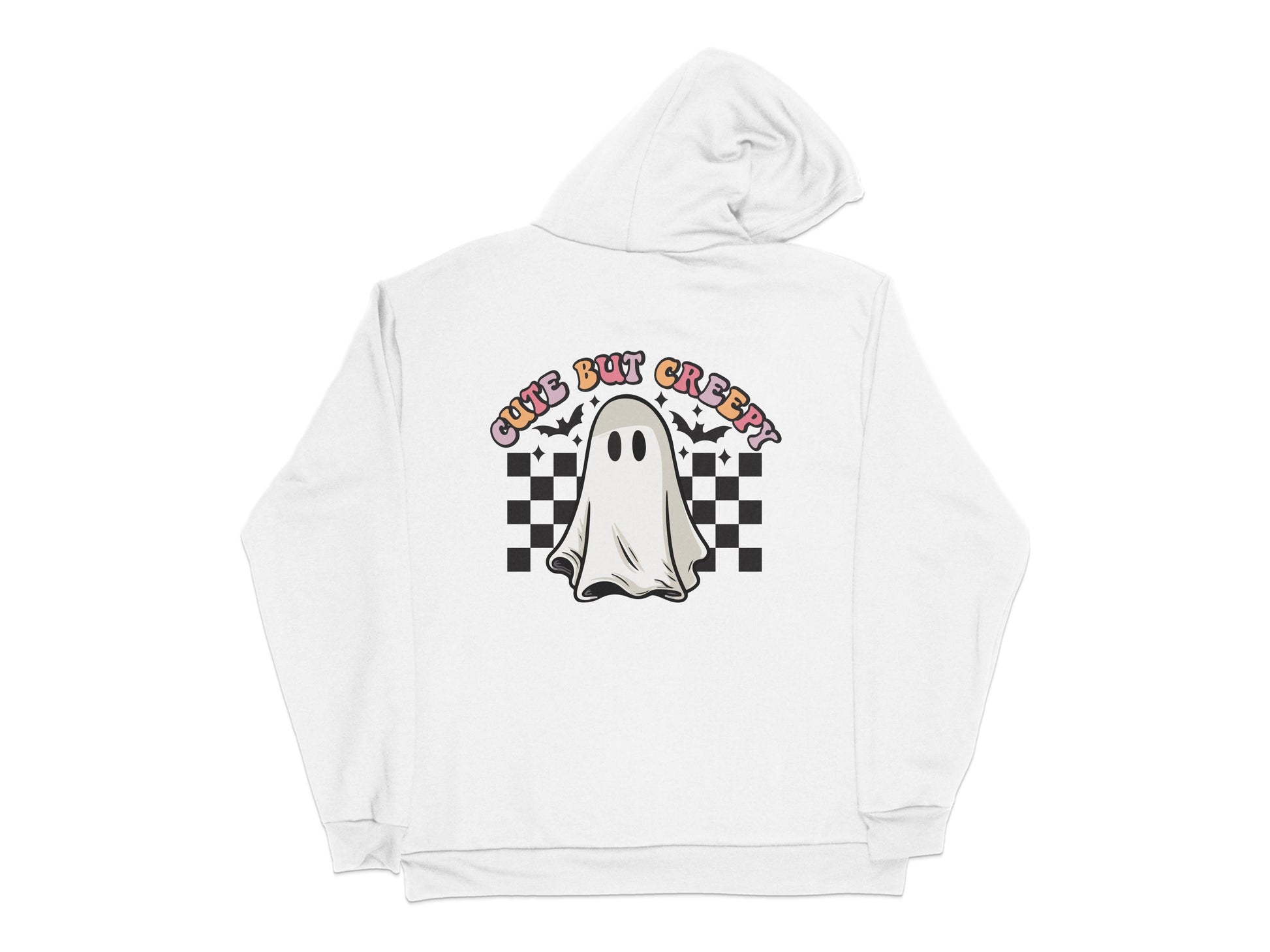 Cute Ghost Creek Graphic Hoodie, Unisex White Sweatshirt with Spooky Design, Casual Fall Fashion