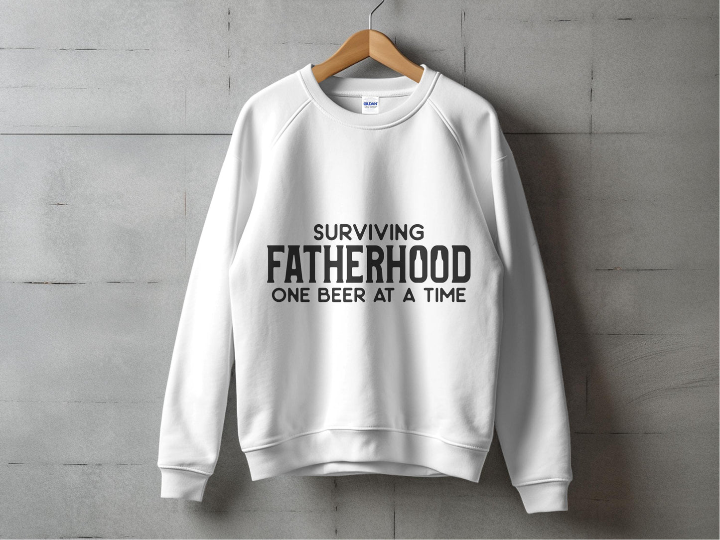 Fatherhood Sweatshirt, Funny Dad Gift, Men's White Pullover, Casual Clothing, Comfortable Dad Joke Top, Beer Lover Sweater Gift