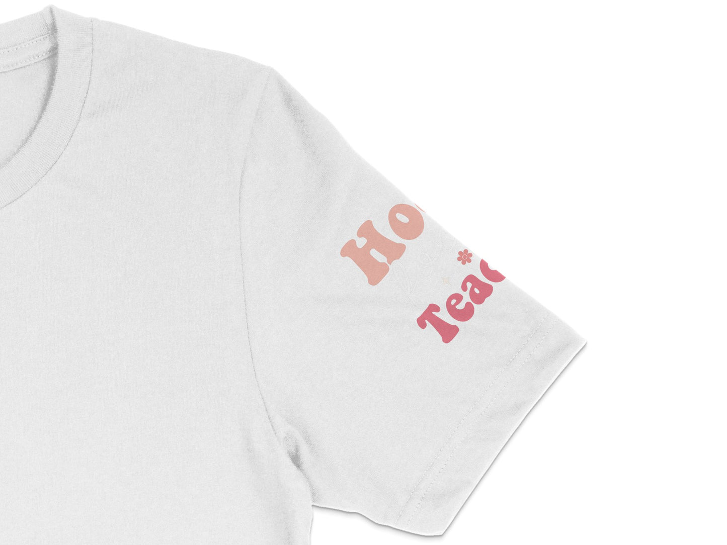 Trendy White T-Shirt with Pink 'HO Tea' Print, Casual Graphic Tee, Soft Cotton, Unisex Fit, Fashion Top for All Seasons