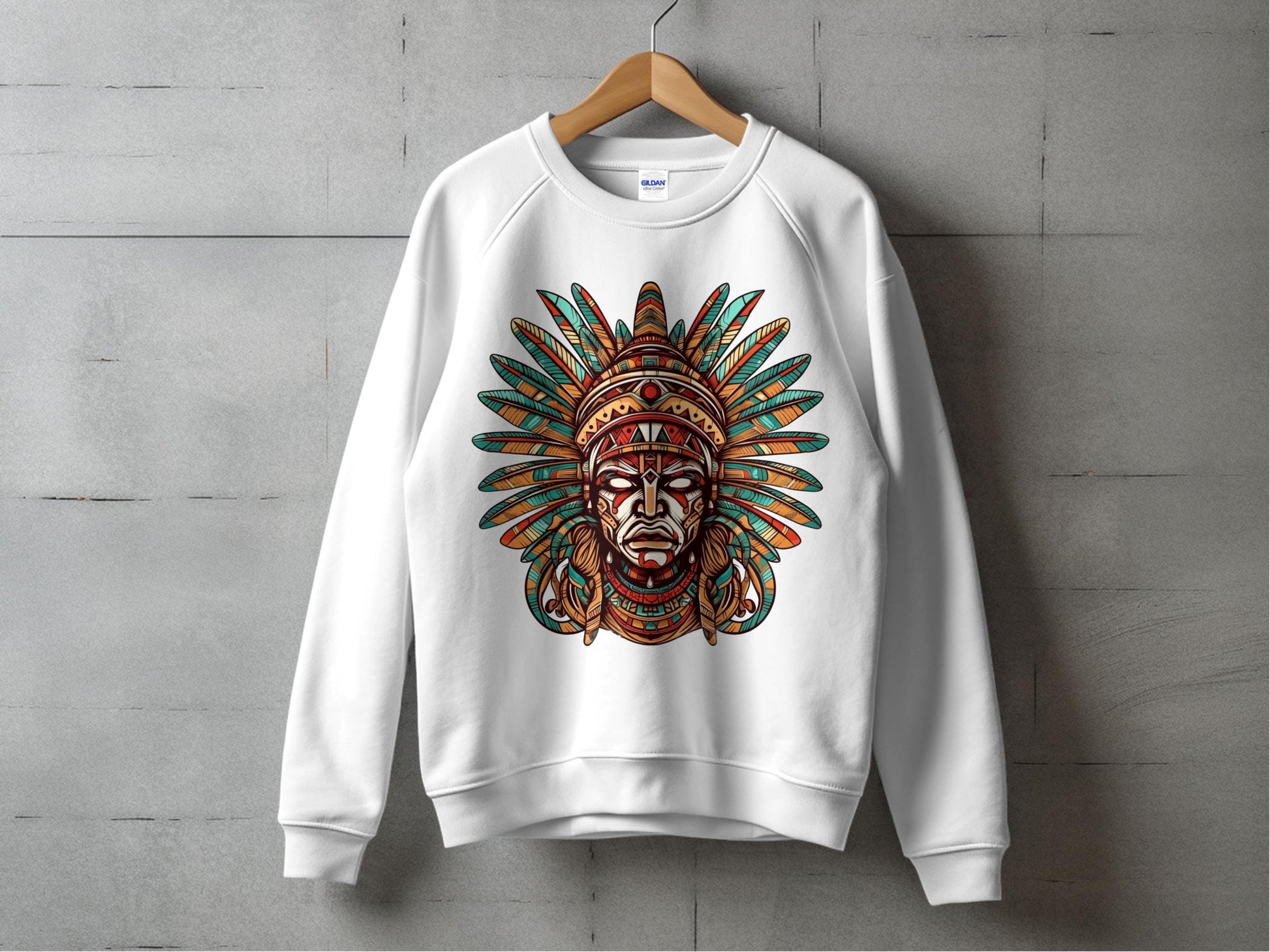 Native American Chief Graphic Sweatshirt, Unisex Tribal Print Pullover, Cultural Art Sweater, Unique Ethnic Apparel