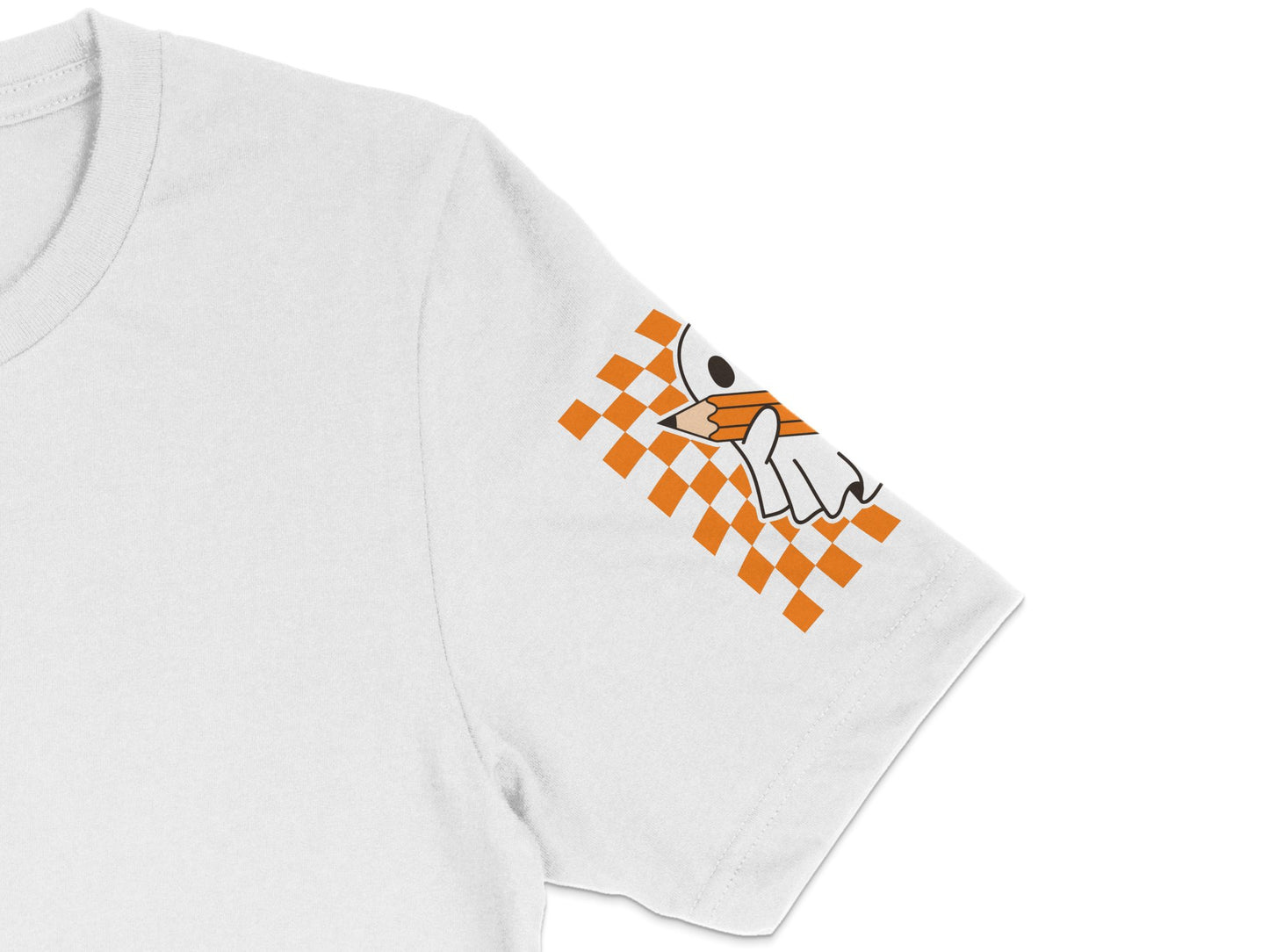 Graphic T-Shirt with Orange Geometric Pattern and White Sneaker Design, Casual Streetwear Tee