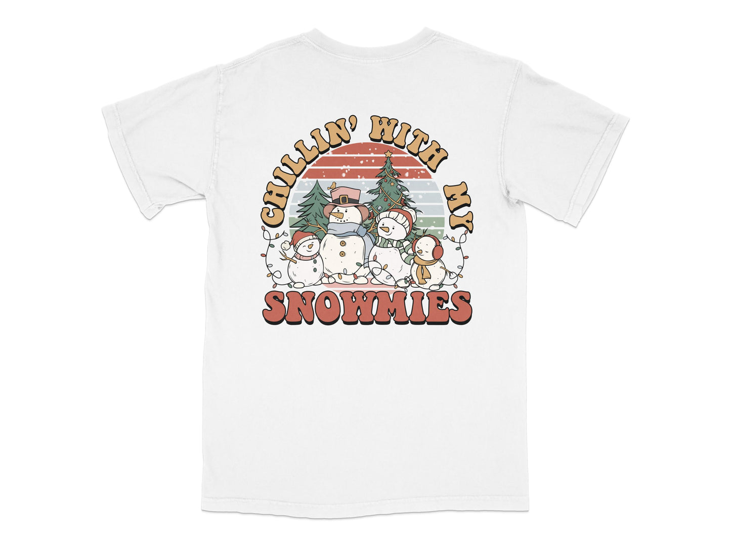 Chillin' With My Snowmies T-Shirt, Funny Christmas Tee, Holiday Snowman Graphic Shirt, Festive Winter Apparel, Unisex Cotton Top
