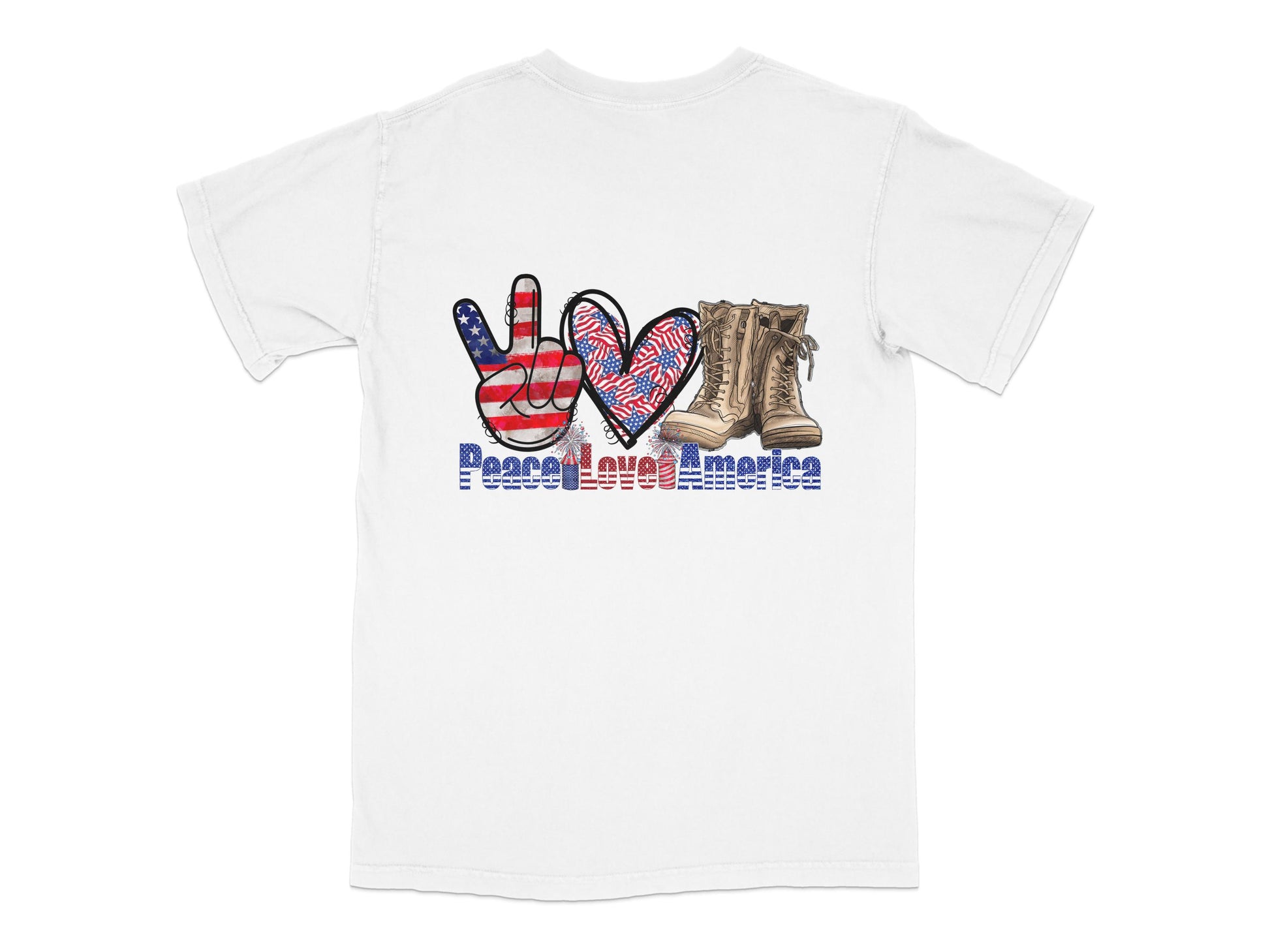 Patriotic T-Shirt with American Flag Peace Hand Sign Graphic, Unisex Summer Tee