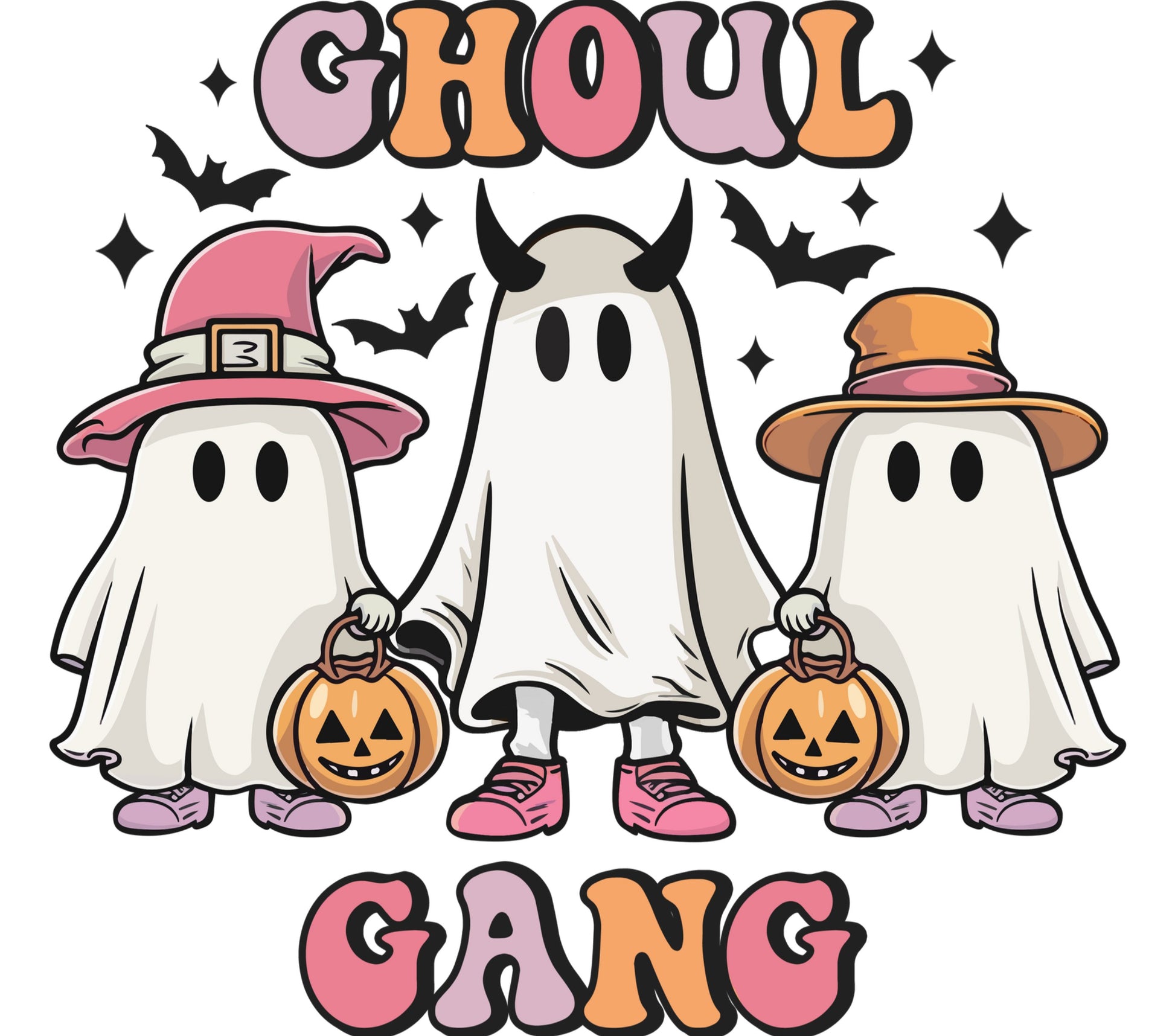 Cute Ghoul Gang T-Shirt, Ghosts with Pumpkins, Halloween Costume Tee, Spooky Family Outfits