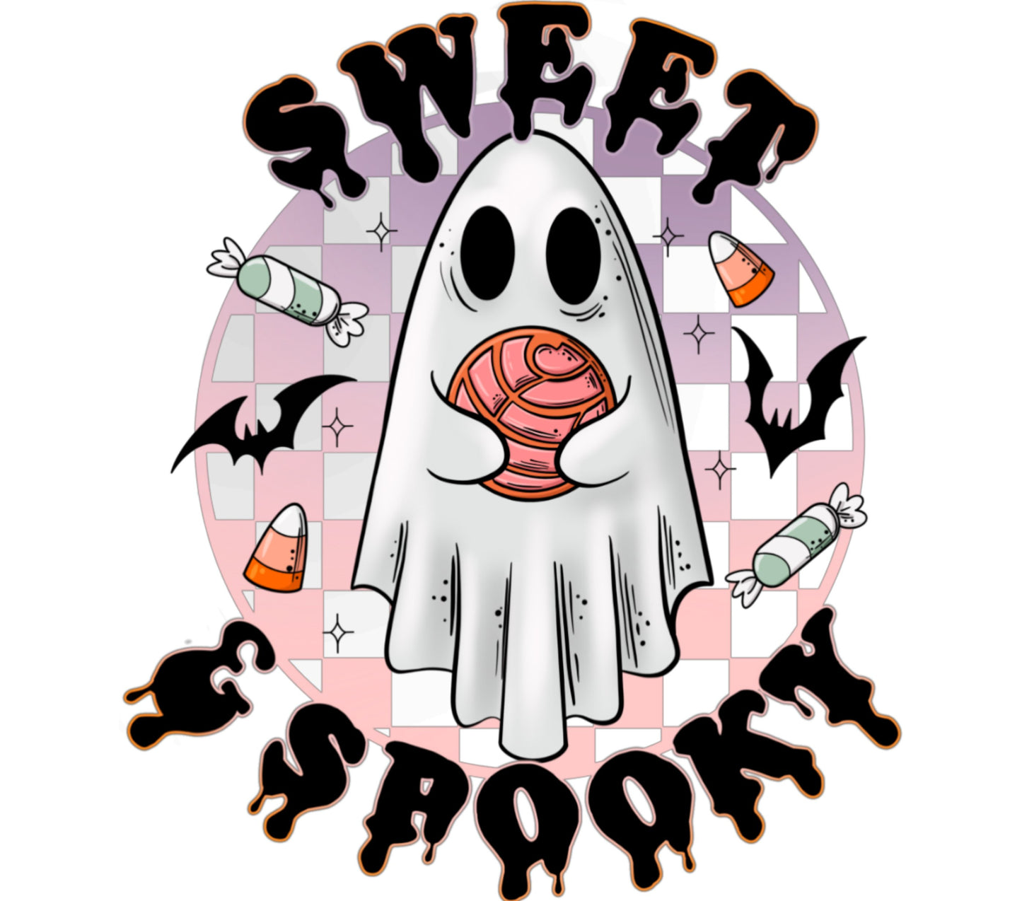 Spooky Ghost and Candy Halloween Sticker, Cute Ghost Decal, Halloween Candy Corn Ghost, Laptop and Water Bottle Ghost Sticker