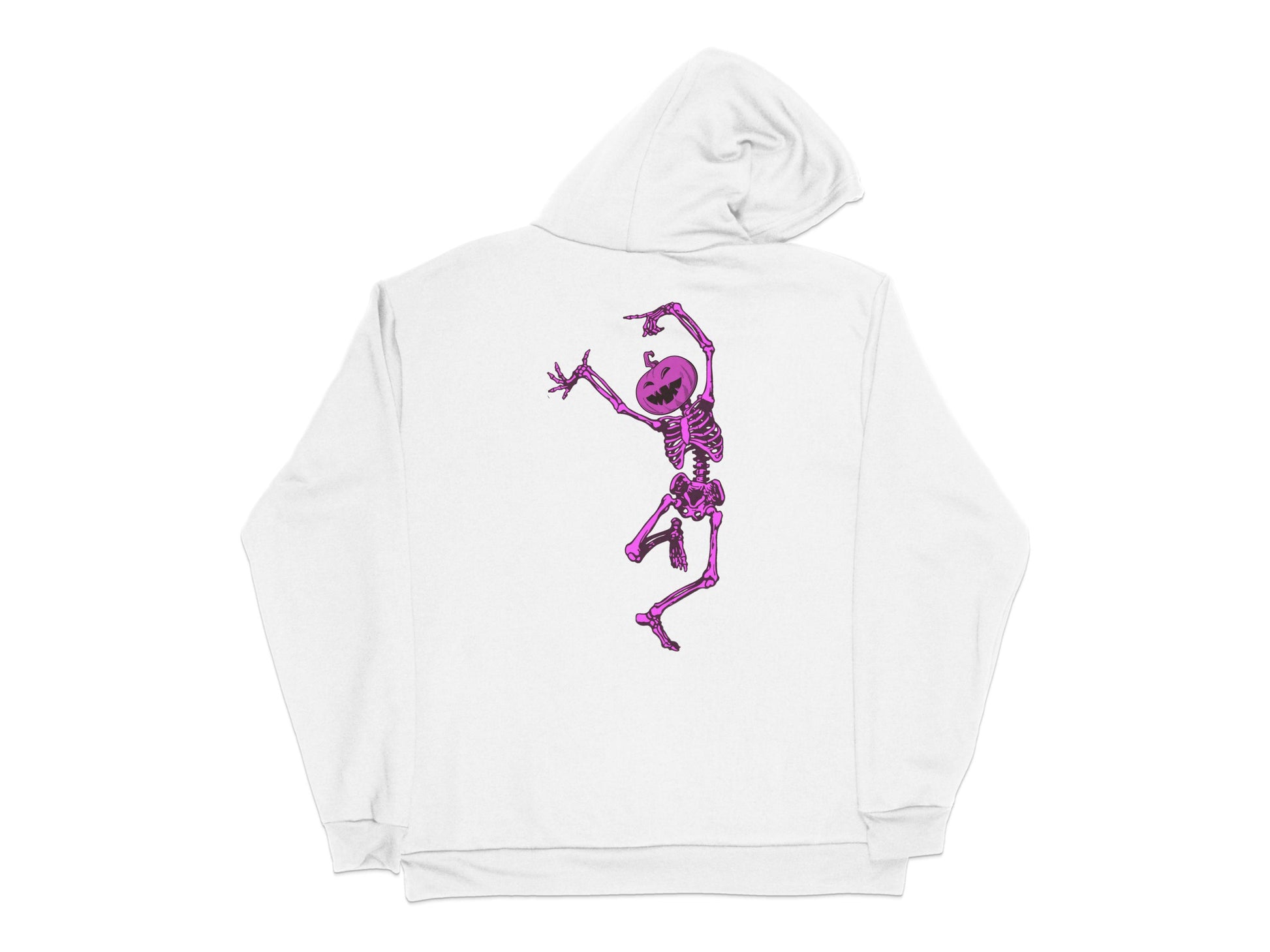 Funky Pink Skeleton Dance Graphic Hoodie, Unisex Spooky Halloween Sweatshirt, Casual Fall Fashion Top