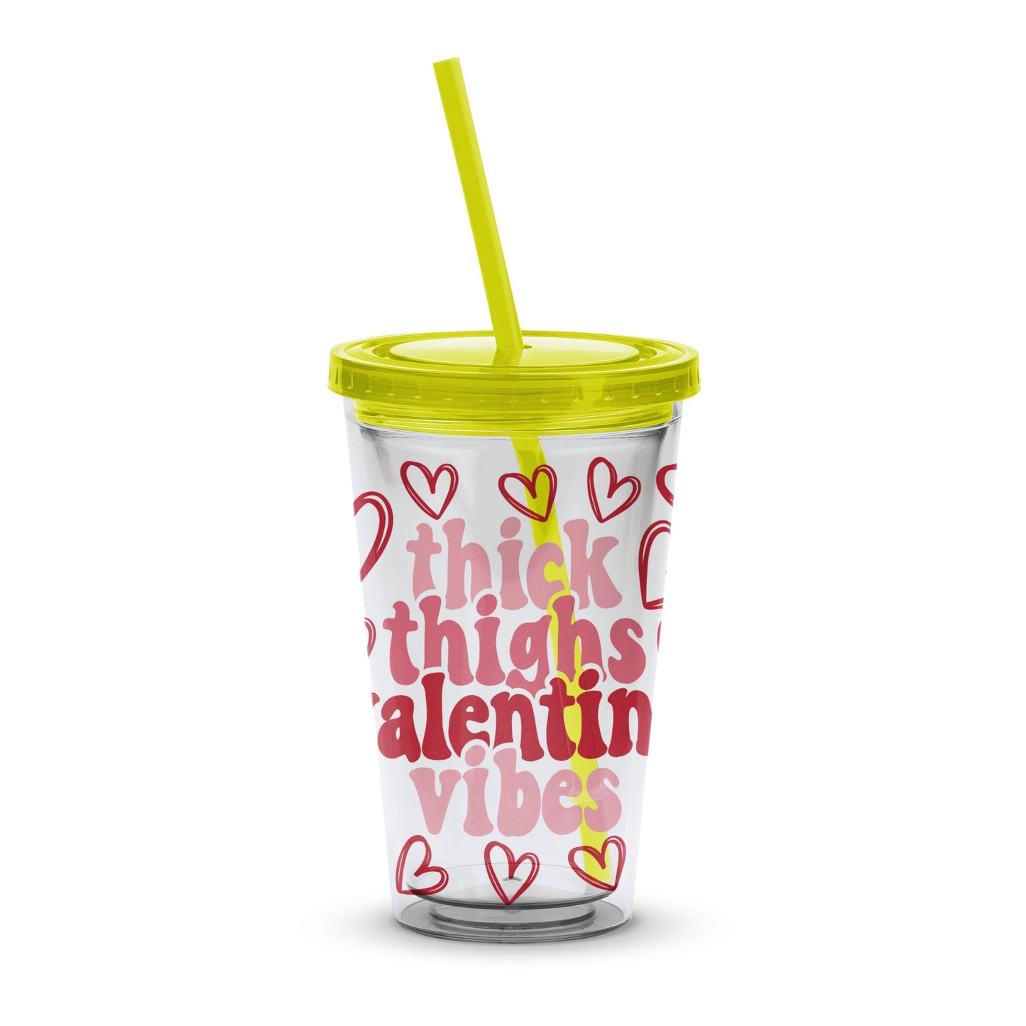 Thick Thighs Valentine Vibes Insulated Tumbler, Cute Heart Design Drink Cup with Lid and Straw, Romantic Gift Idea