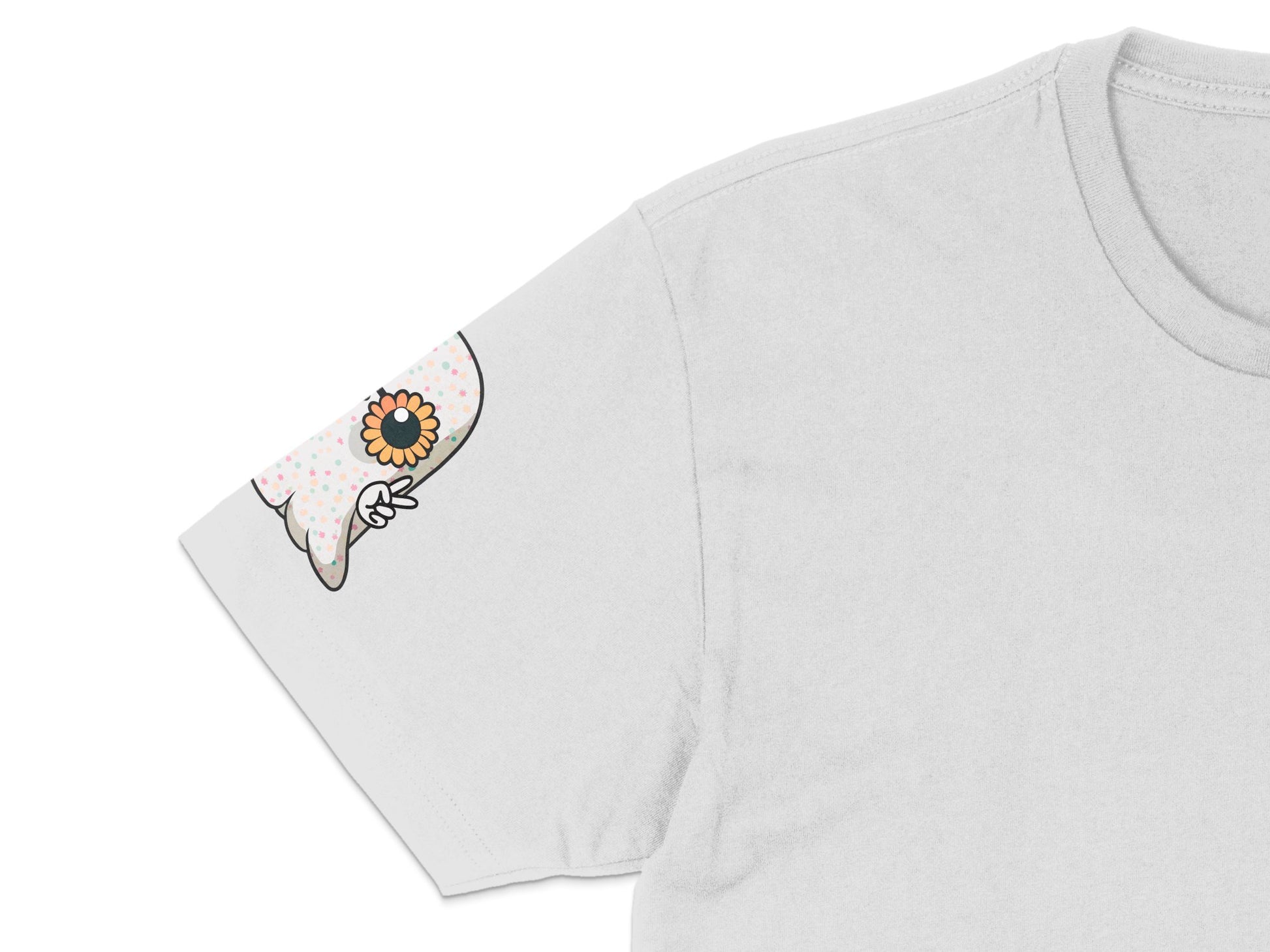 Daisy Flower Hand Graphic Print T-Shirt, Cute Floral Illustration Tee, Casual Women's Fashion Top, Trendy Spring Outfit